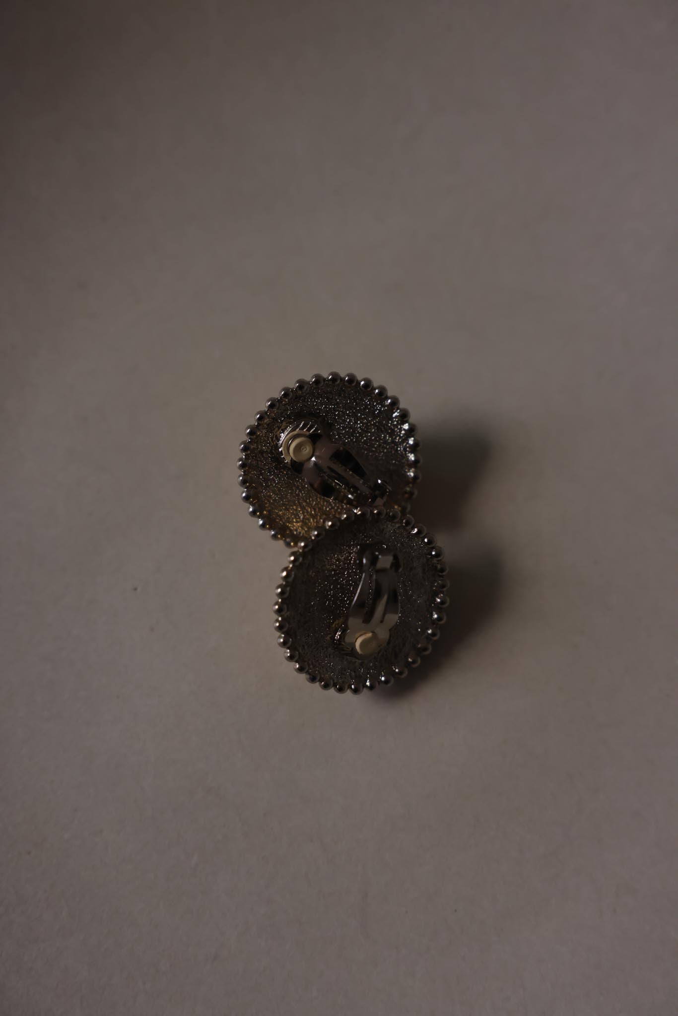 Two-Tone Beaded Dome Clip-On Earrings