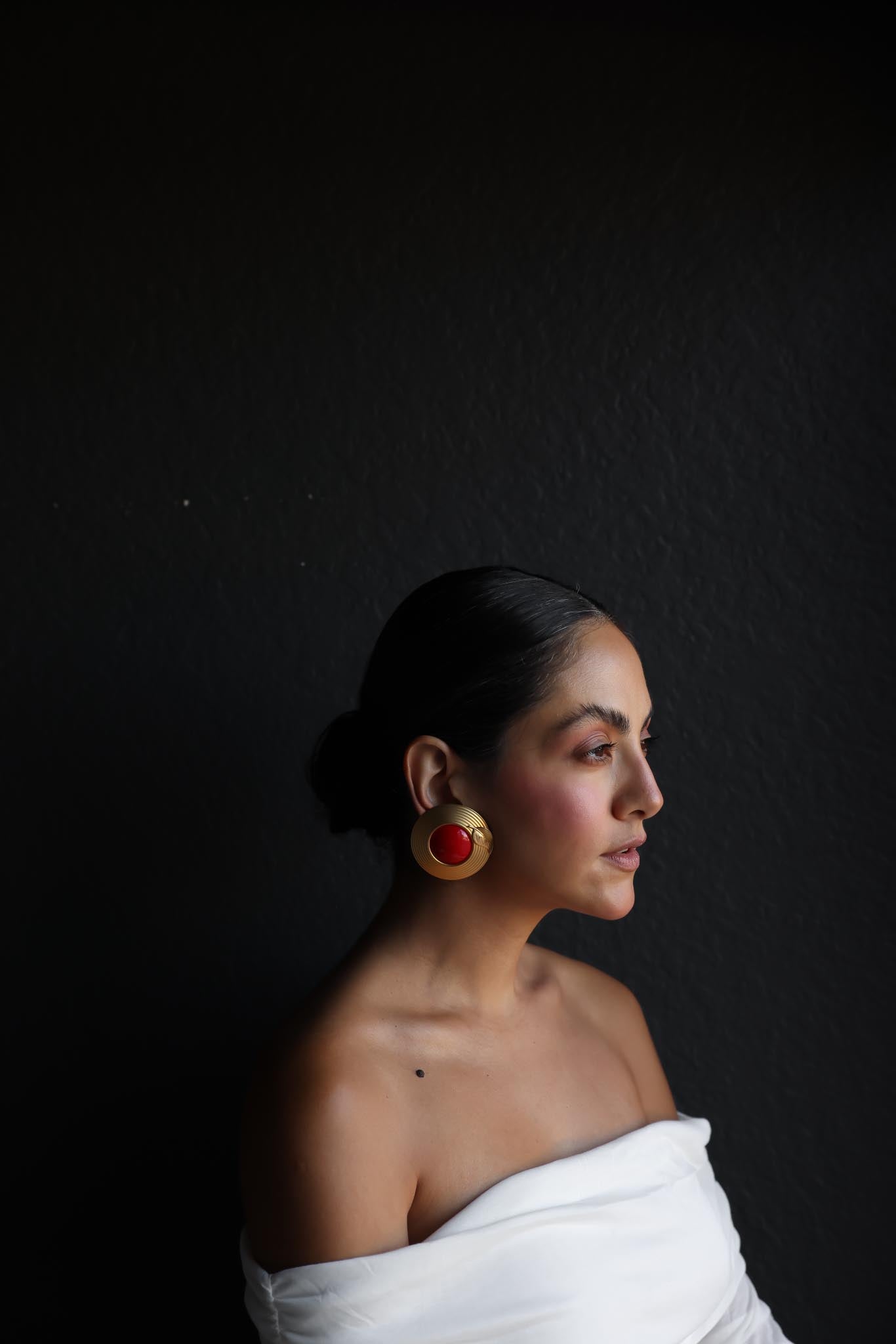 Red Leaf Clip-On Earrings|Vintage Baazaar 