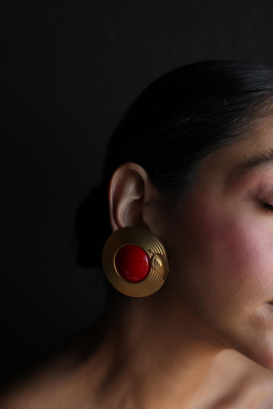 Red Leaf Clip-On Earrings|Vintage Baazaar 