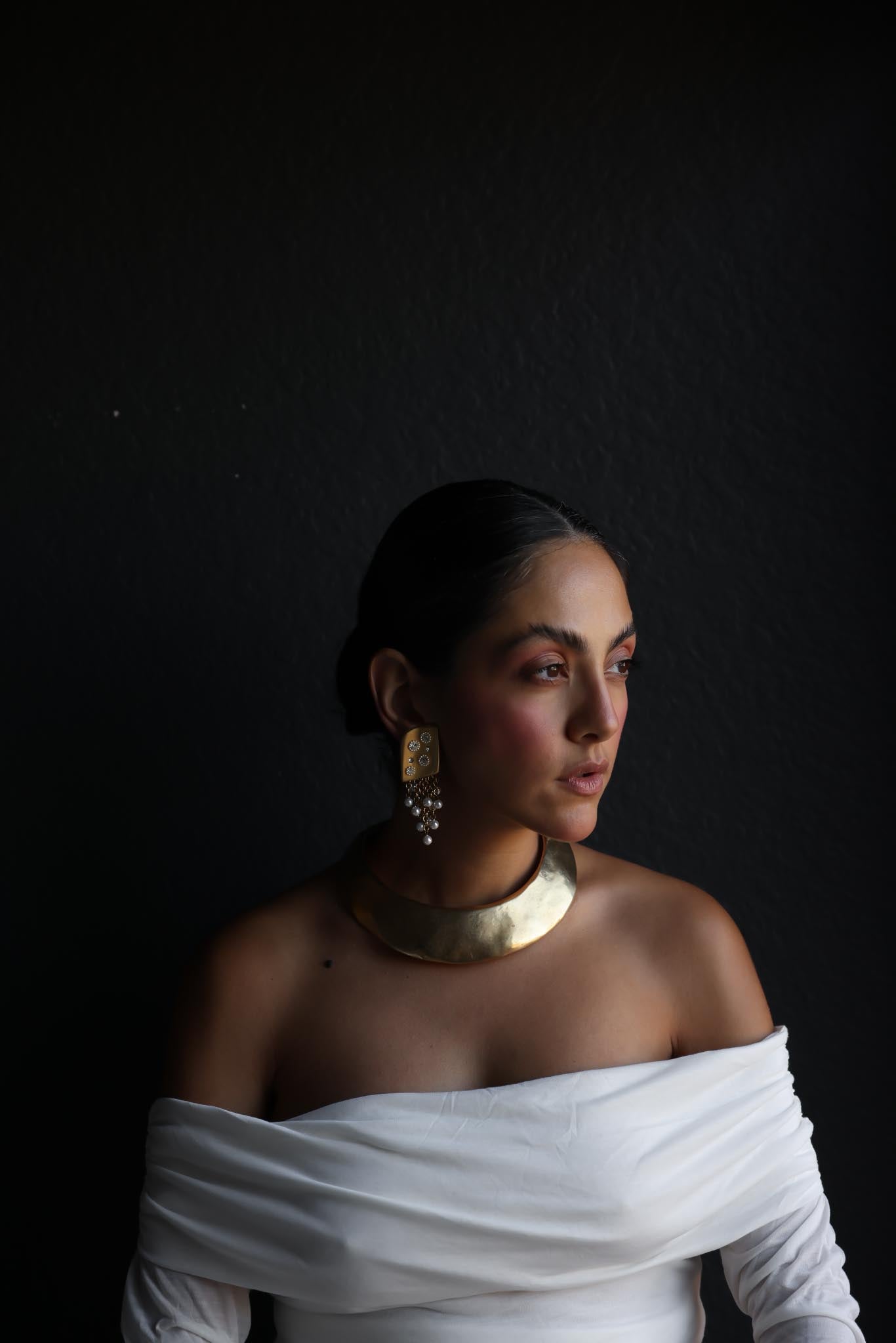 Matte Gold Clip-On Earrings with Faux Pearls and Rhinestones|Vintage Baazaar 