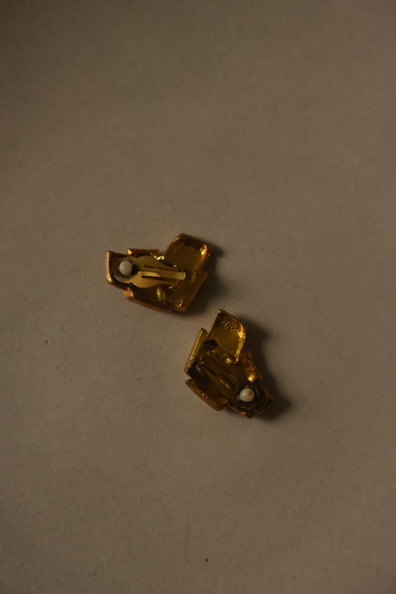 Brushed Gold Ribbon Clip-On Earrings