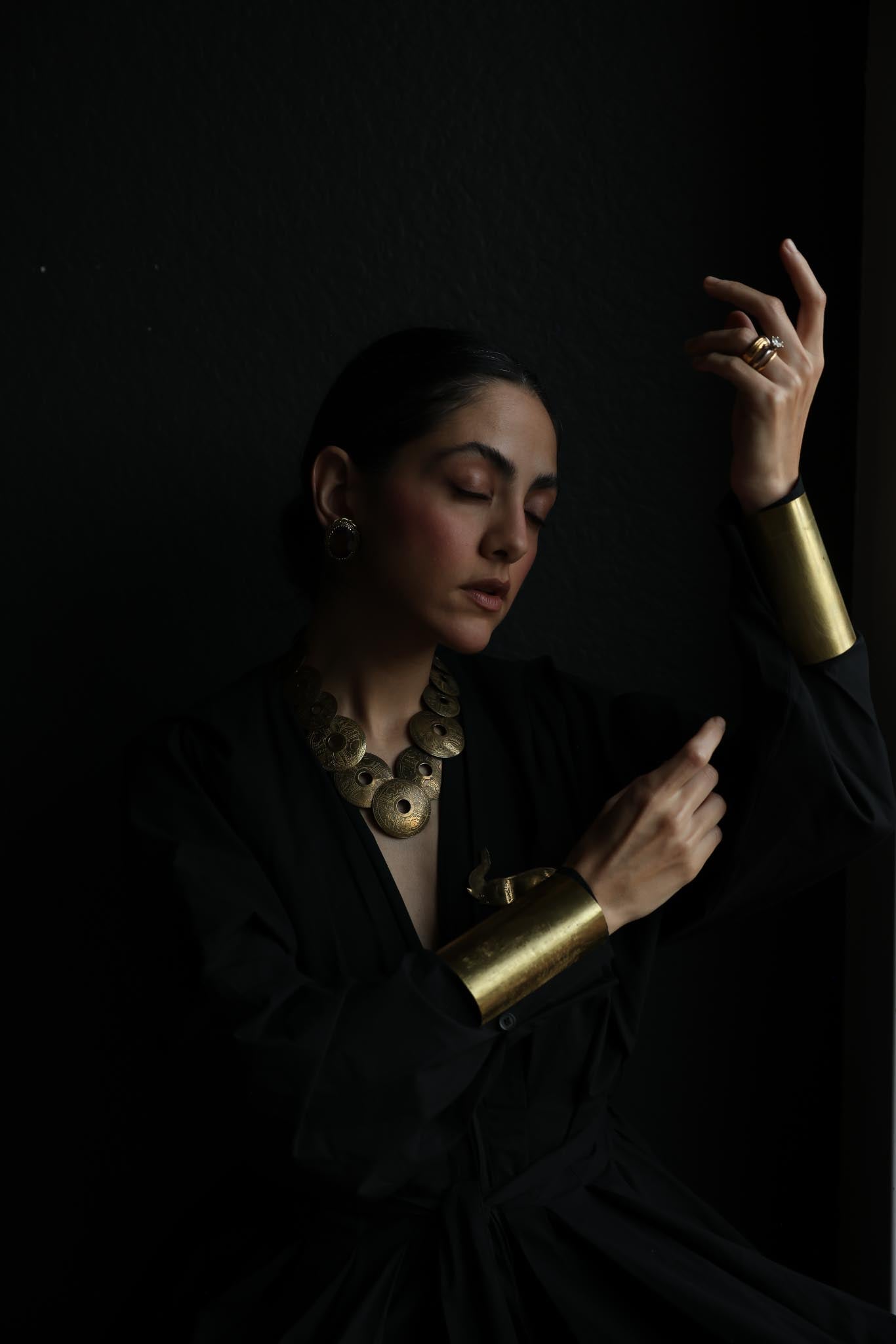 Brass Engraved Disc Necklace