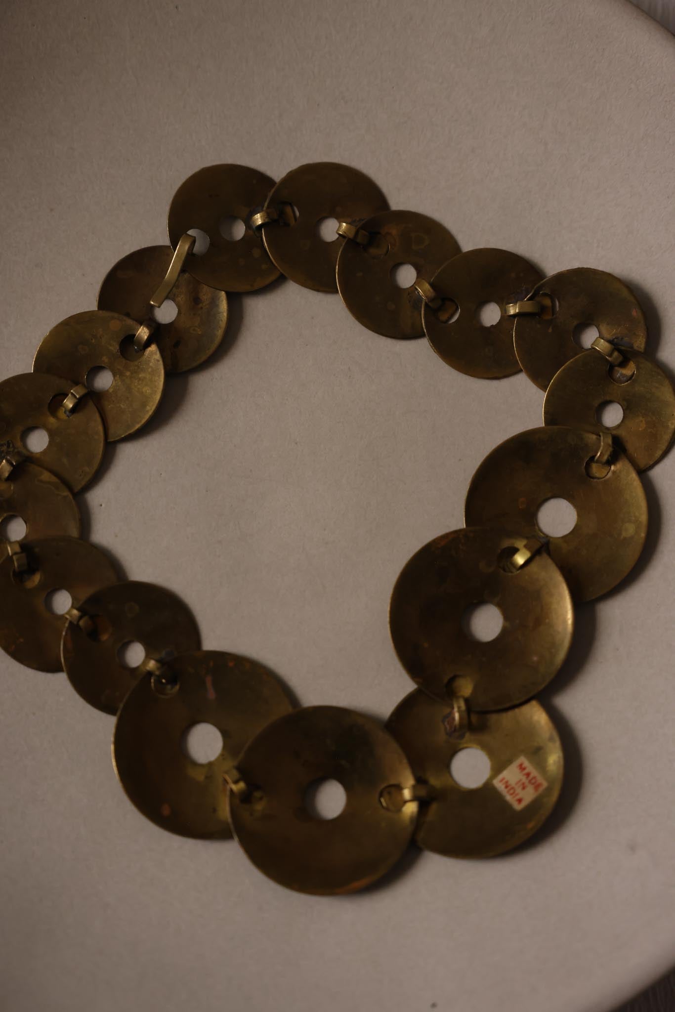 Brass Engraved Disc Necklace