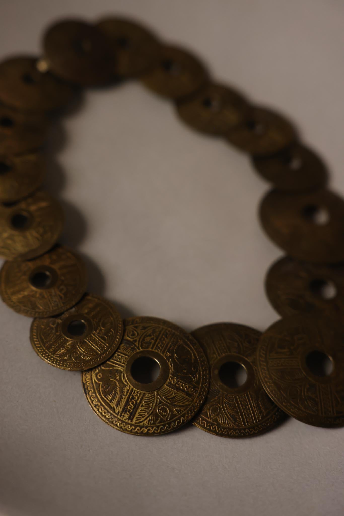 Brass Engraved Disc Necklace