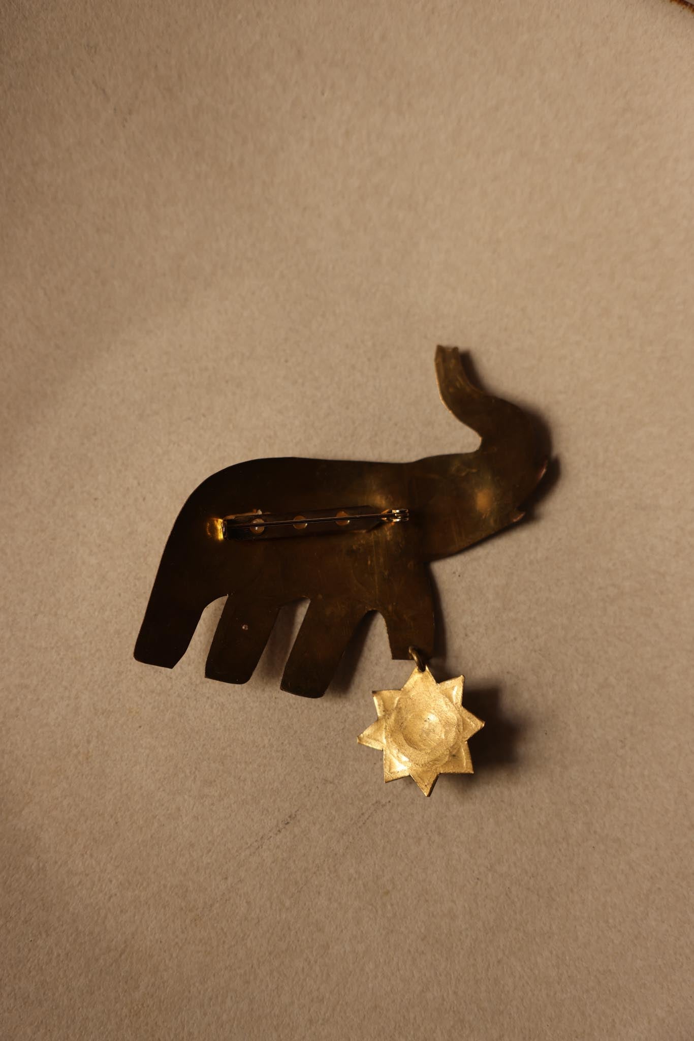 Elephant Brooch with Dangling Star Accent