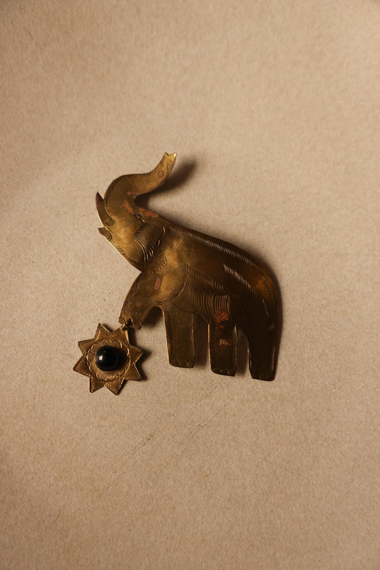 Elephant Brooch with Dangling Star Accent