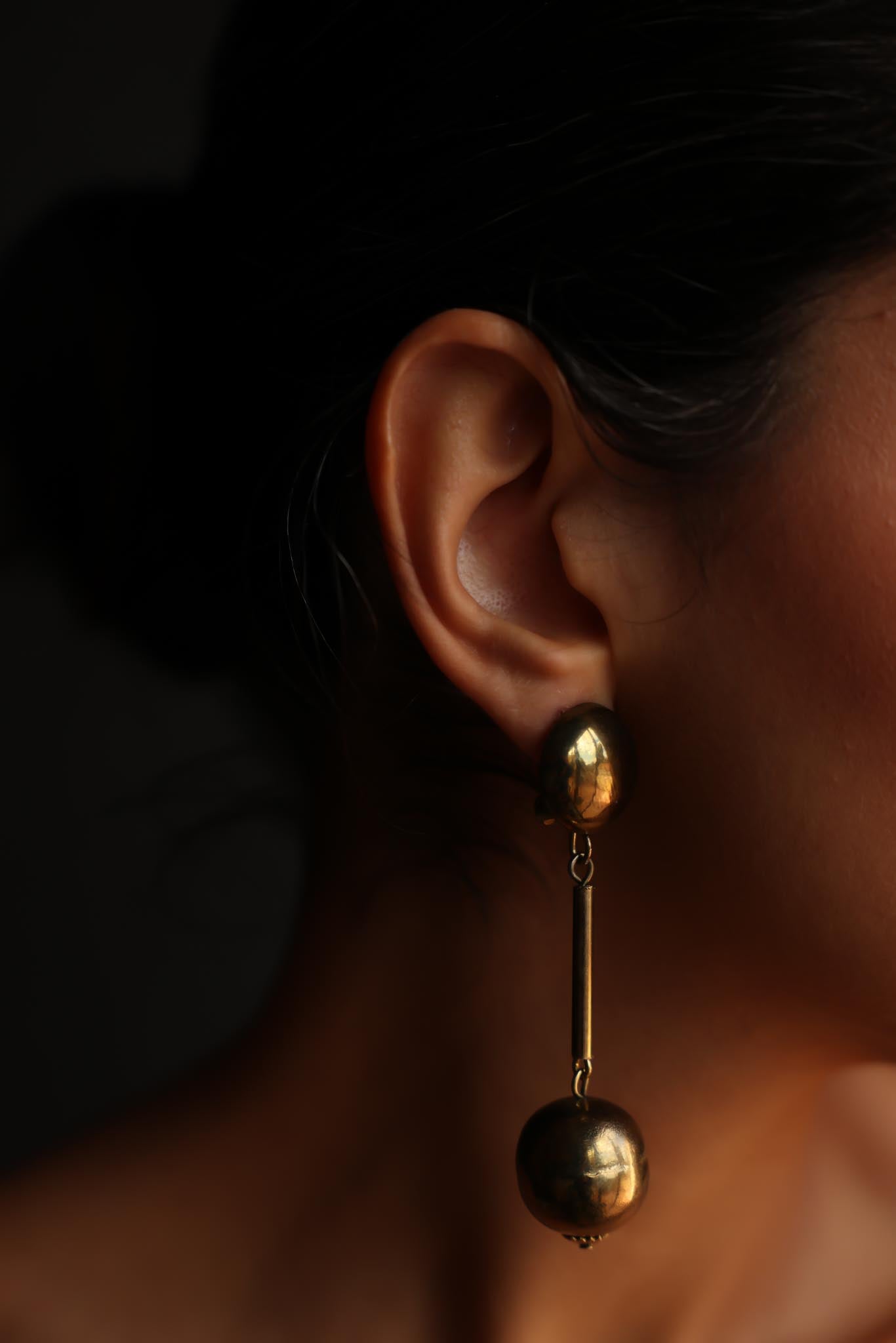 Brass Drop Clip-On Earrings|Vintage Baazaar 