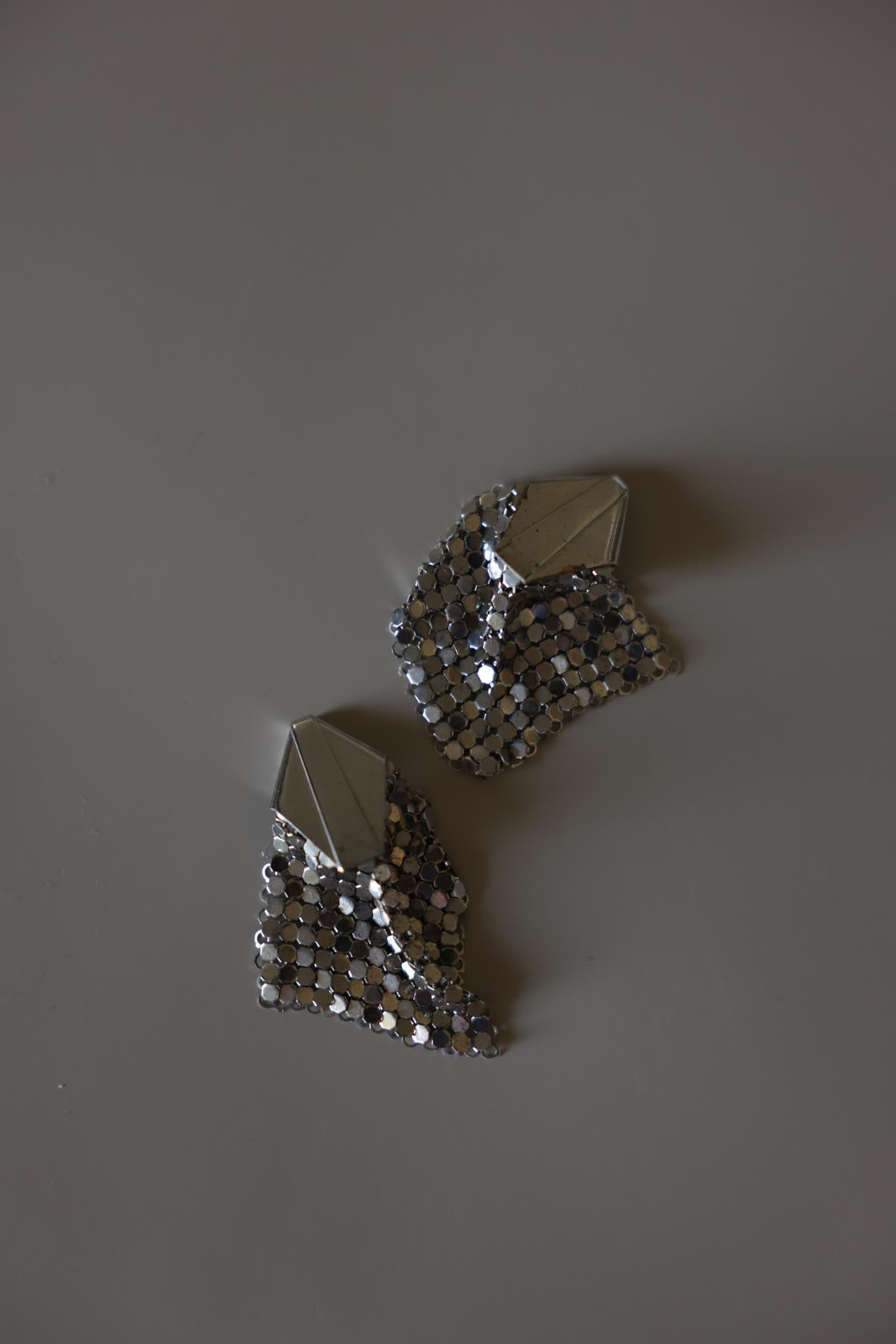 Silver Mesh Drape Clip-On Earrings