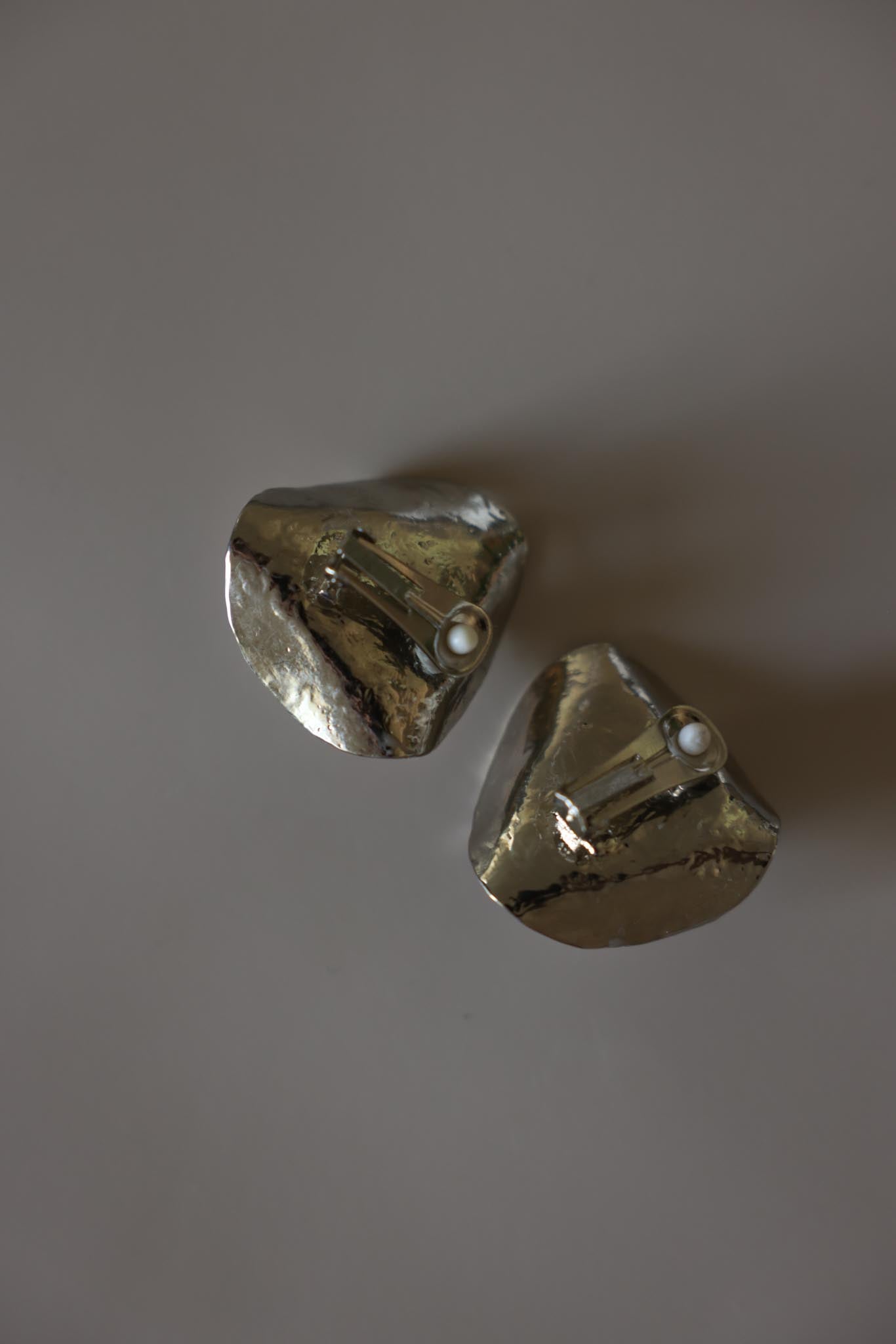 Silvertone Light Pink Enamel Faux Pearl Clip-On Earrings