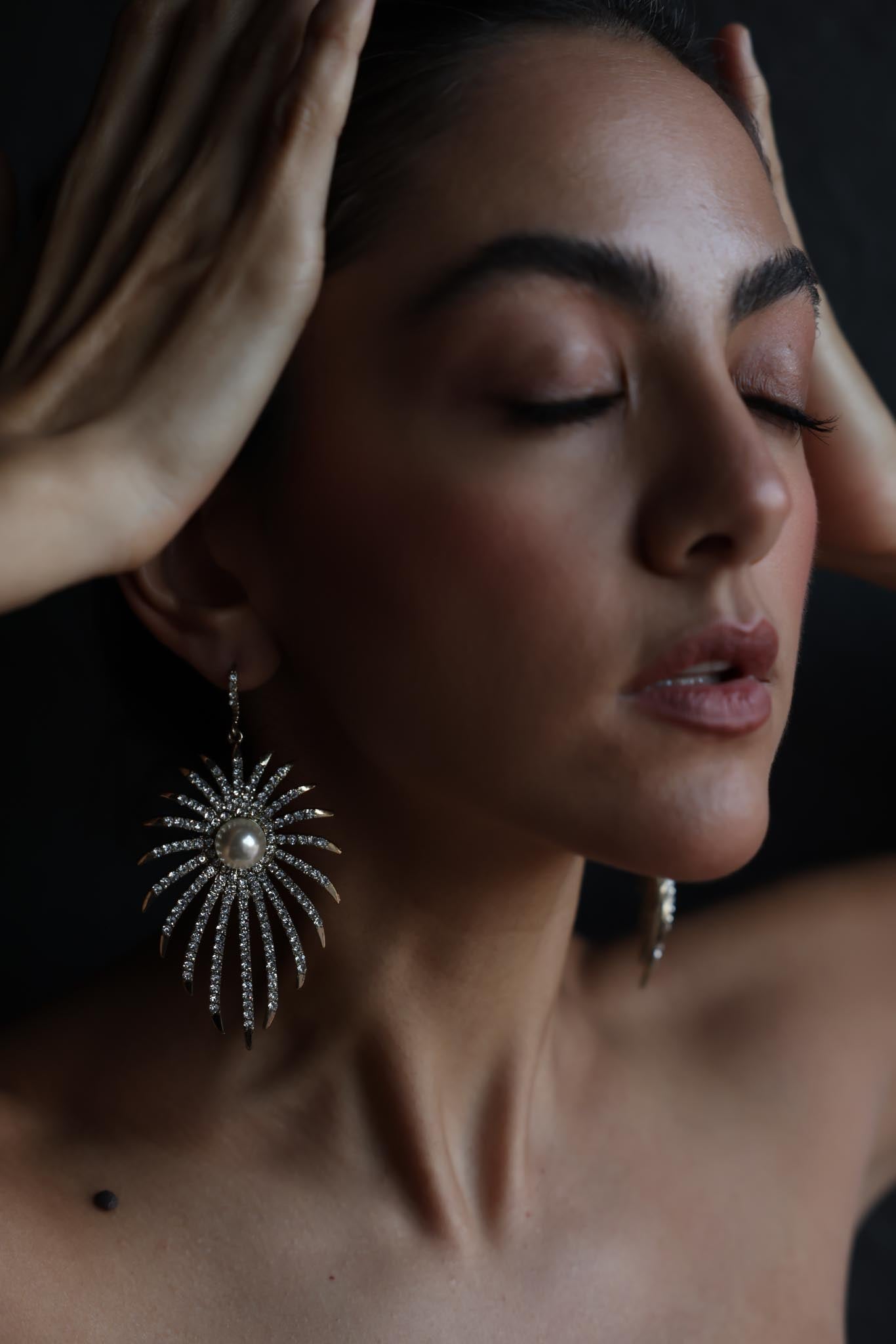 Starburst Elegance Drop Earrings|Vintage Baazaar 