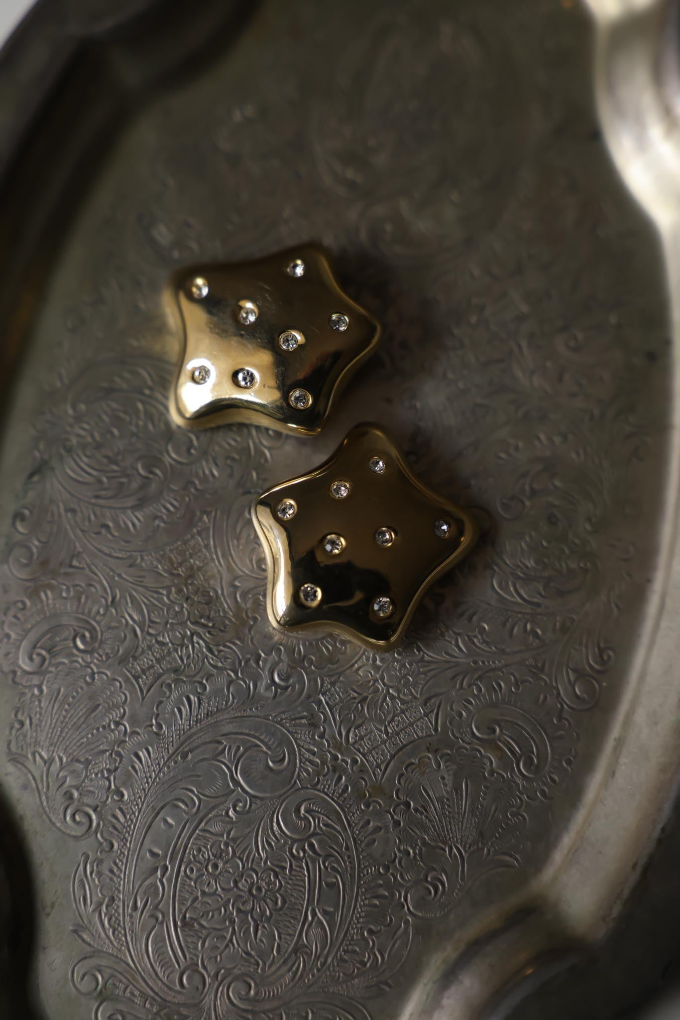 Liz Claiborne Star Earrings with Crystal Accents|Vintage Baazaar 