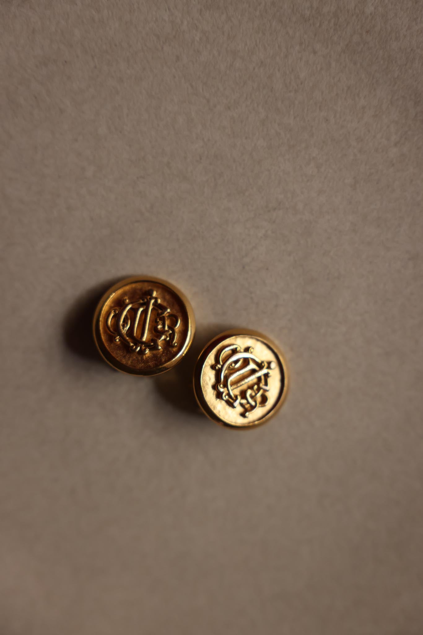 Christian Dior Insignia Initial Monogram Logo Round Earrings|Vintage Baazaar 