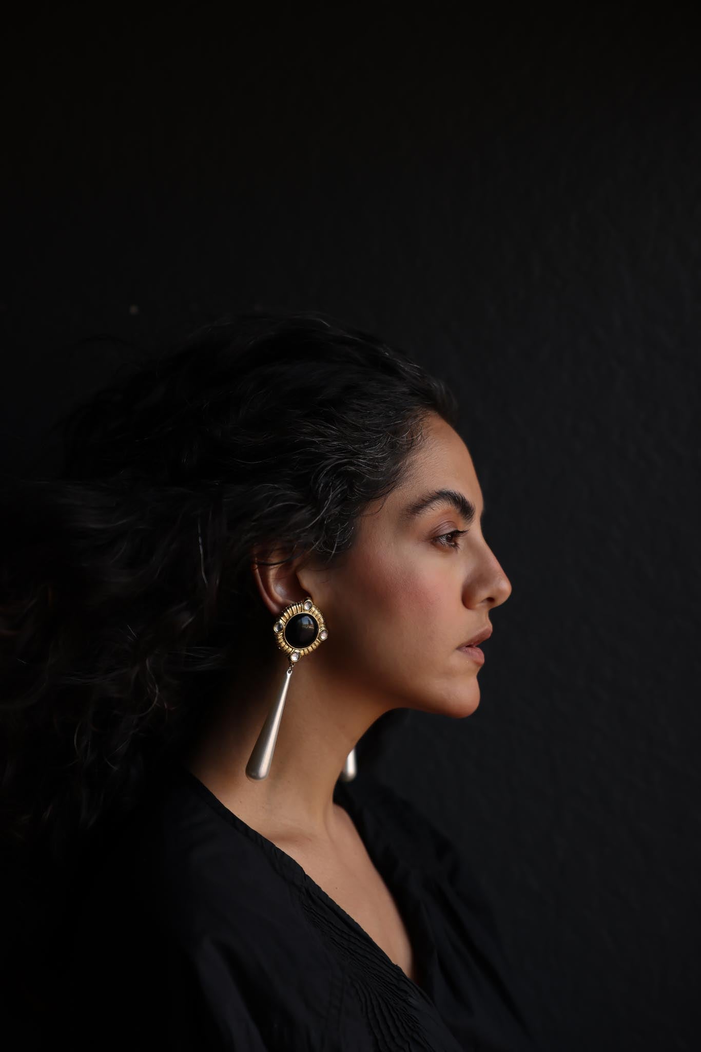 Park Lane Black and Pearl Drop Clip-On Earrings|Vintage Baazaar 
