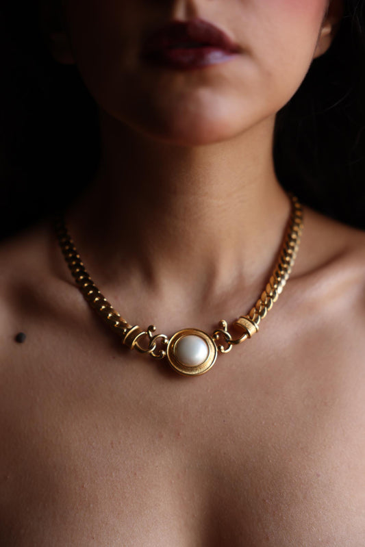 Convertible Black & Pearl Centerpiece Necklace|Vintage Baazaar 