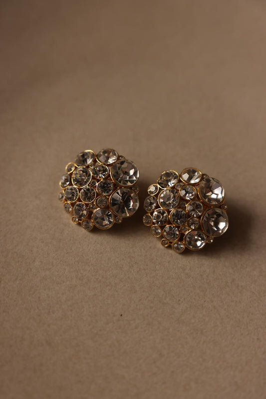 Crystal Cluster Clip-On Earrings|Vintage Baazaar 