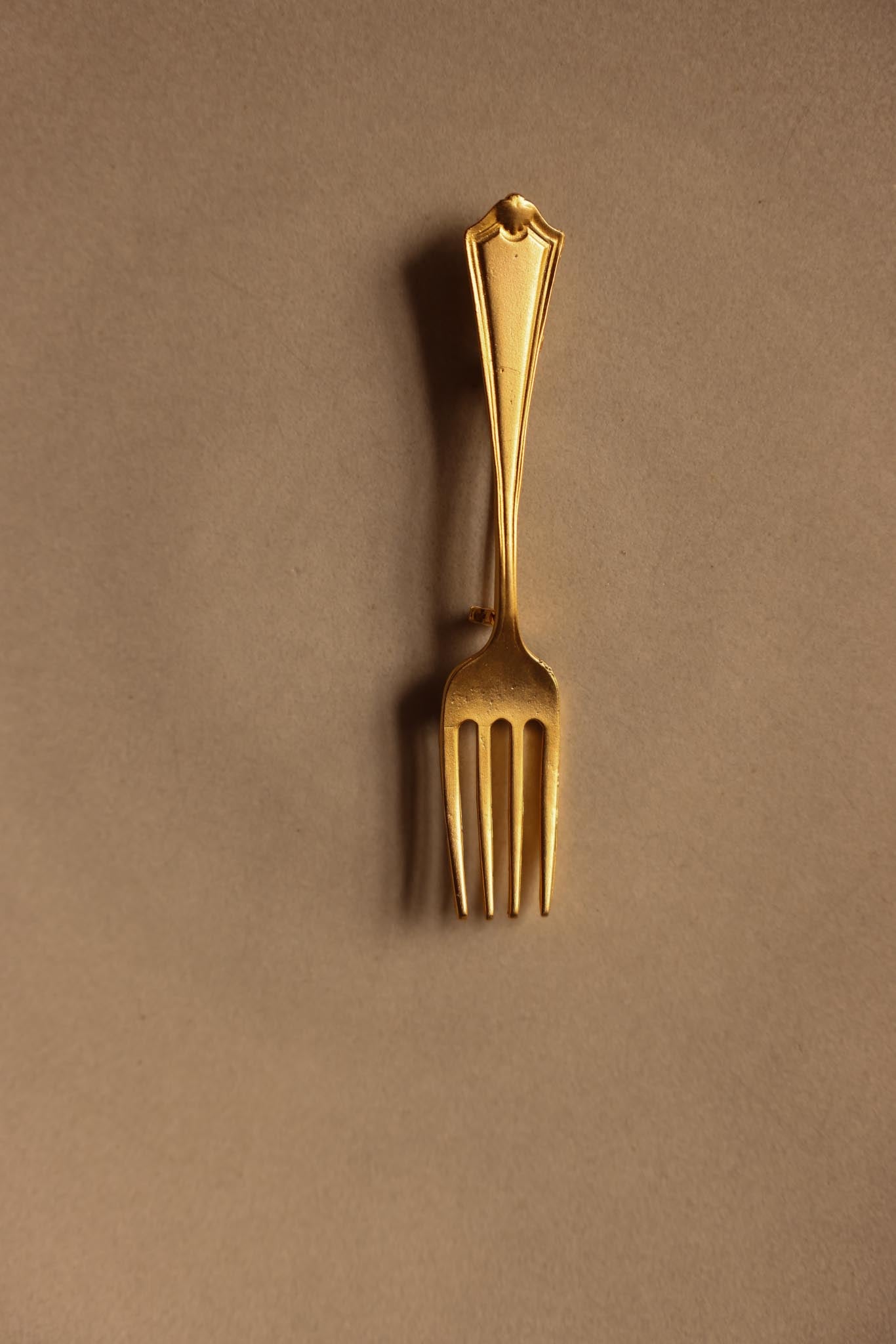 Golden Fork Brooch