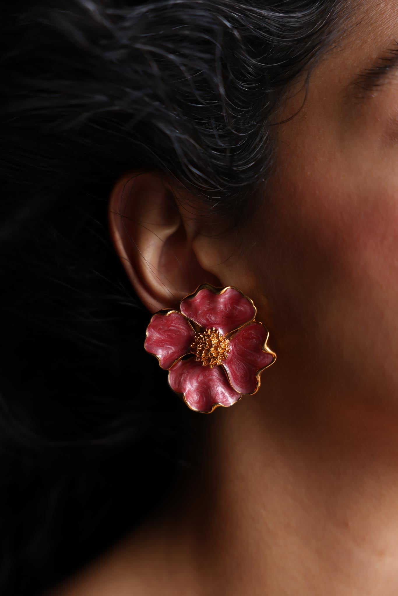 Blossom Blush Clip-On Earrings|Vintage Baazaar 