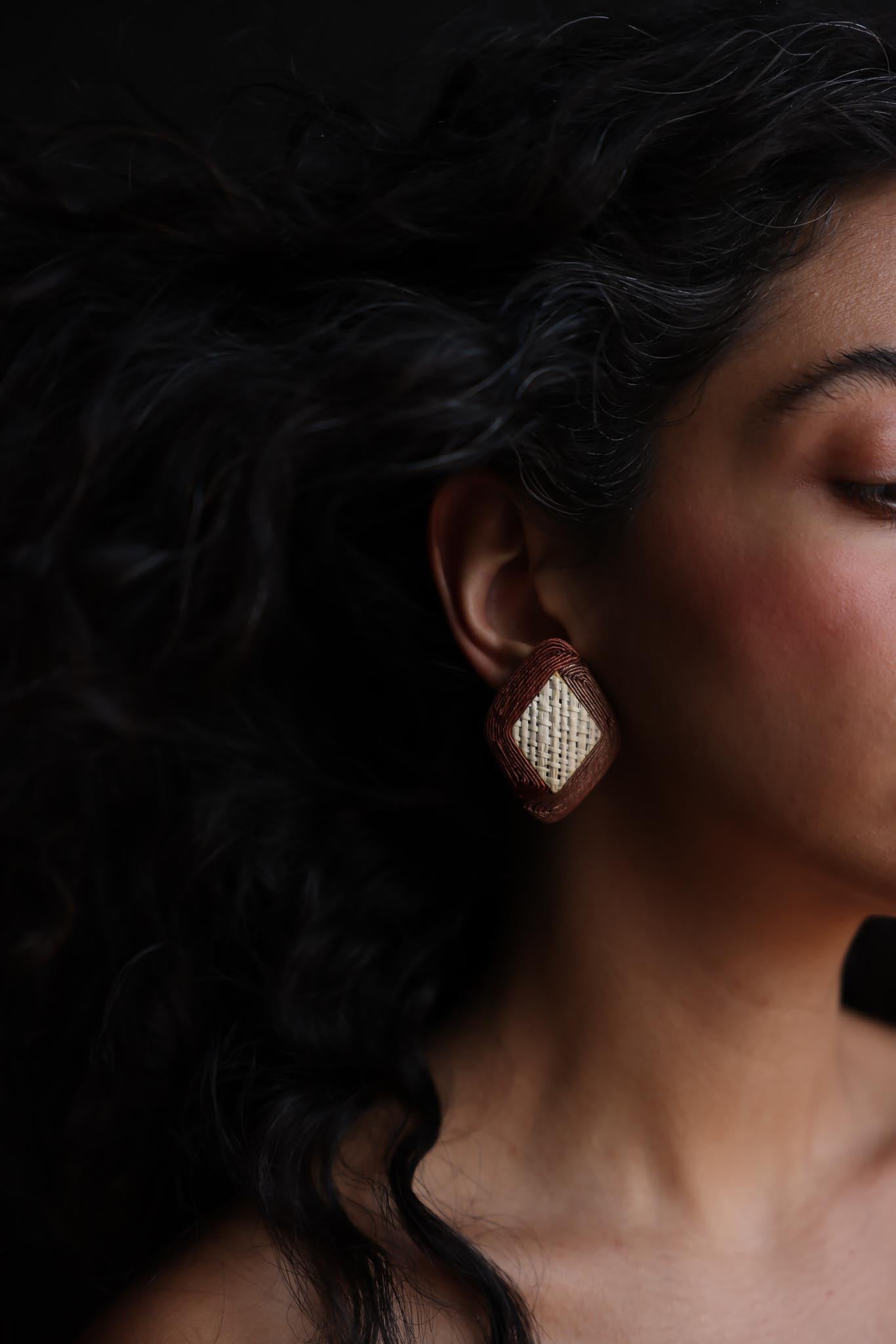 Woven Diamond Clip-On Earrings|Vintage Baazaar 