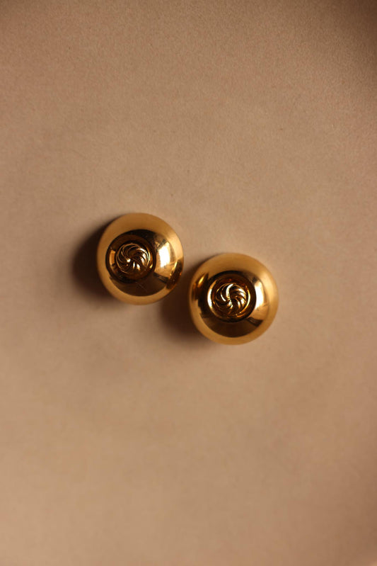Round Gold Dome Clip-On Earrings
