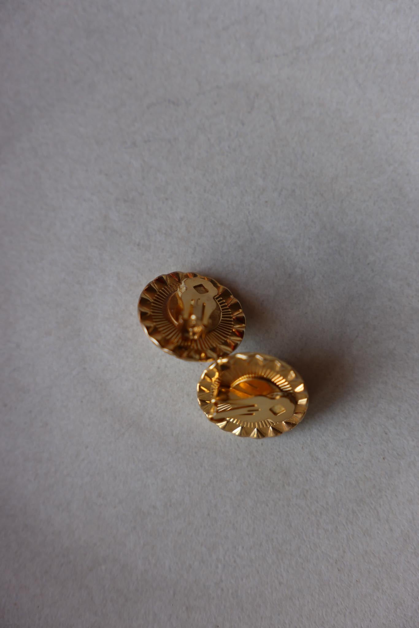 Golden Halo Clip-On Earrings with Faux Pearl and Rhinestones|Vintage Baazaar 