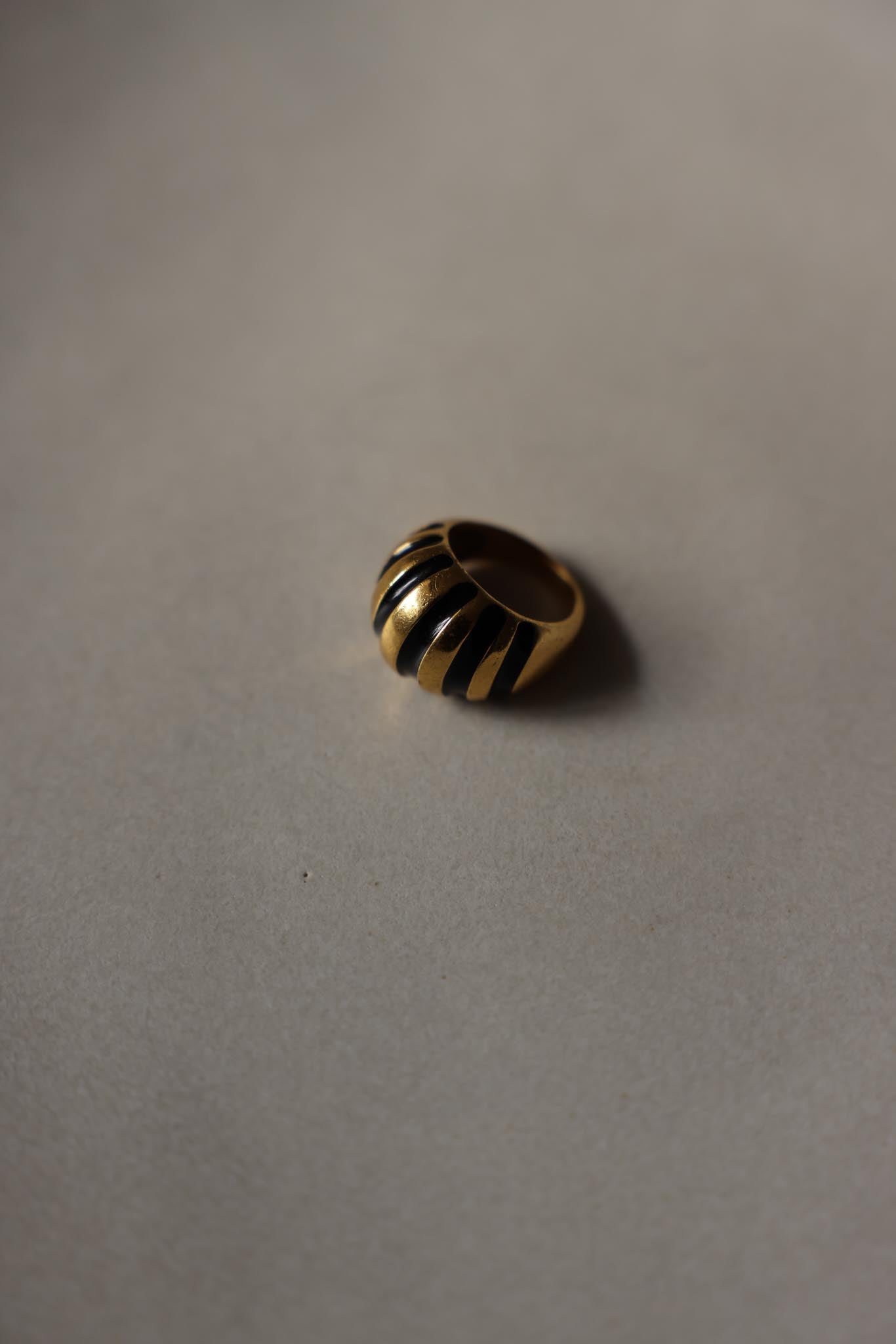 Gold-Filled Striped Dome Ring|Vintage Baazaar 