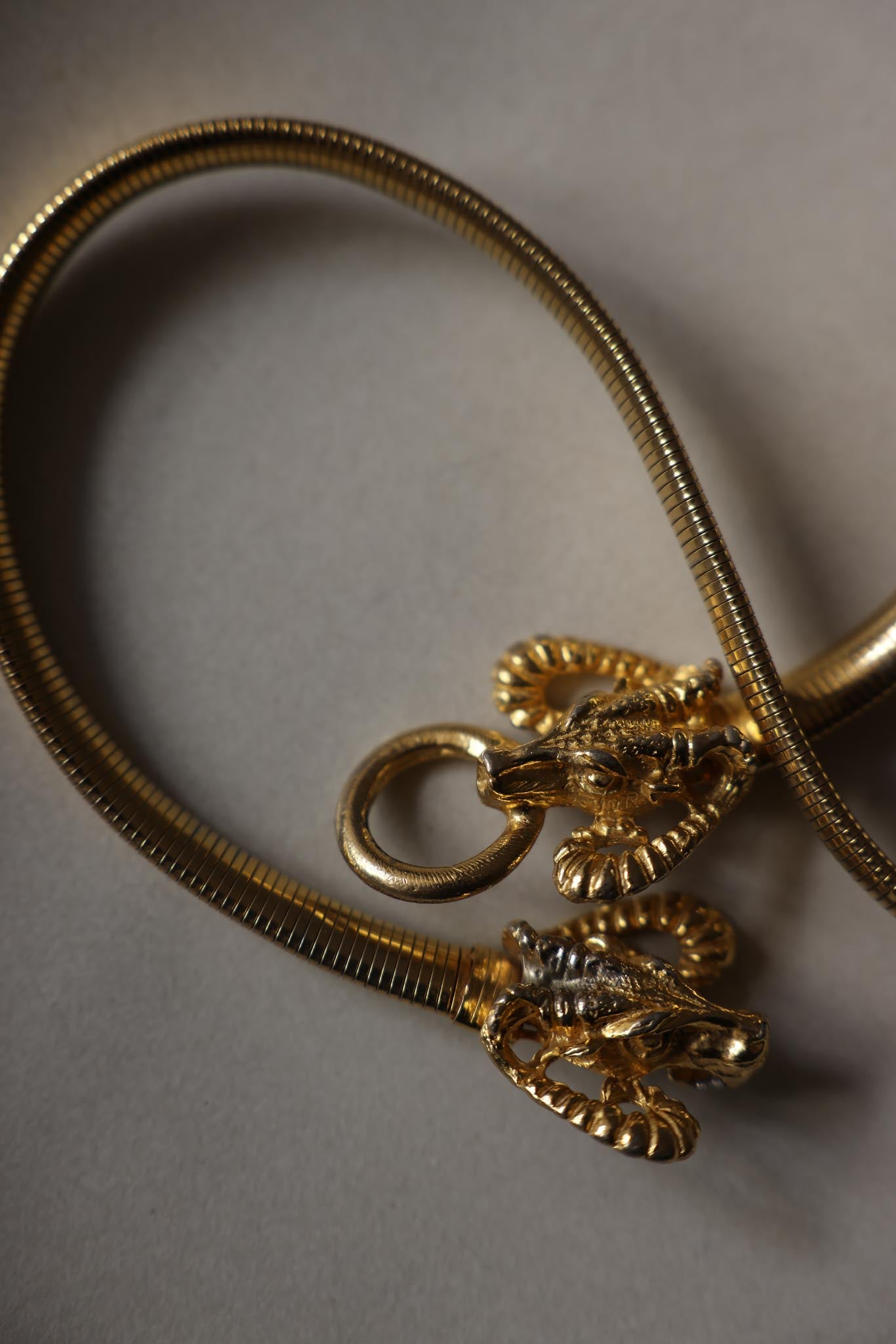 Gold-Tone Ram Head Belt Necklace|Vintage Baazaar 