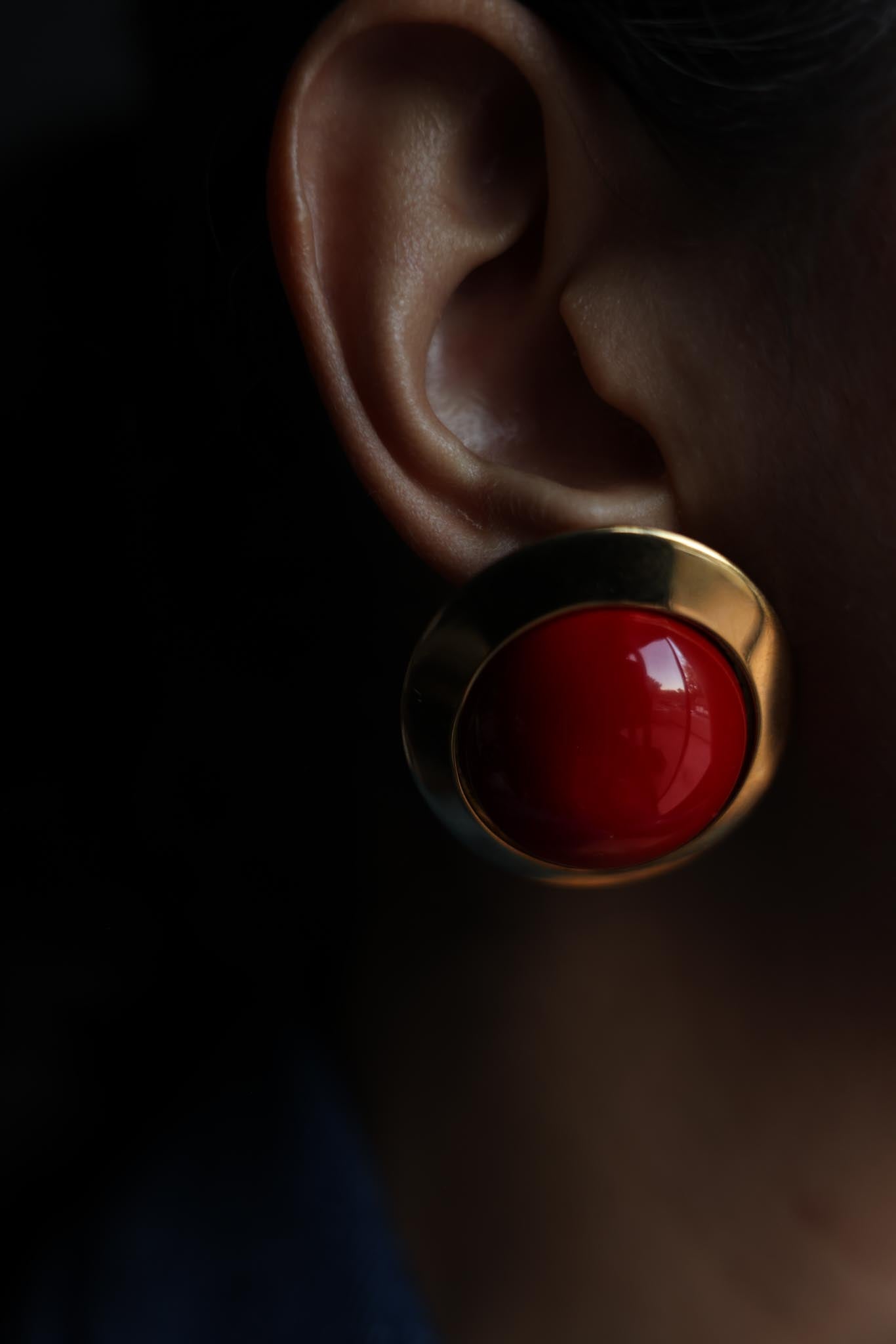 Gold & Red Statement Earrings|Vintage Baazaar 