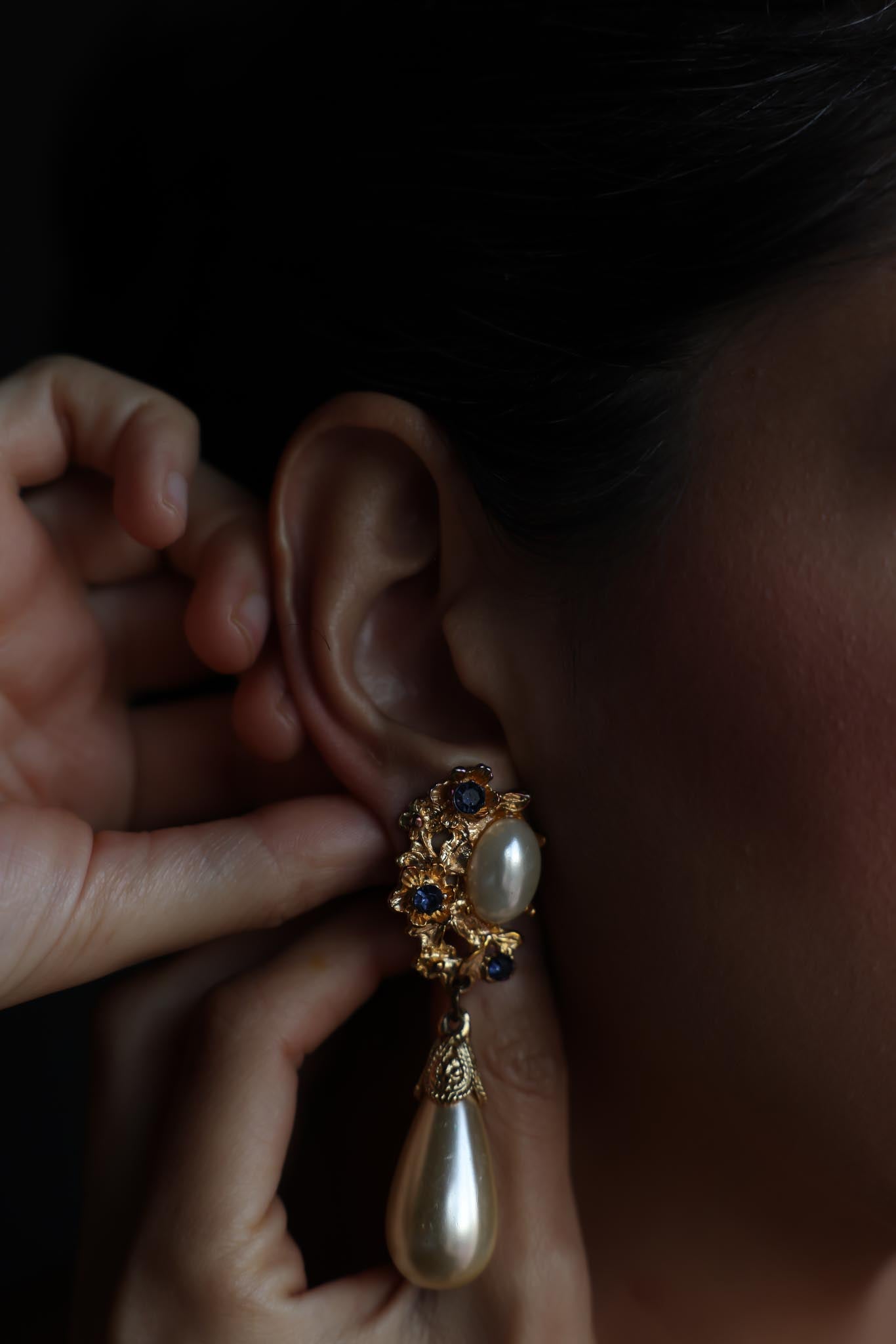 Golden Bloom Drop Earrings|Vintage Baazaar 