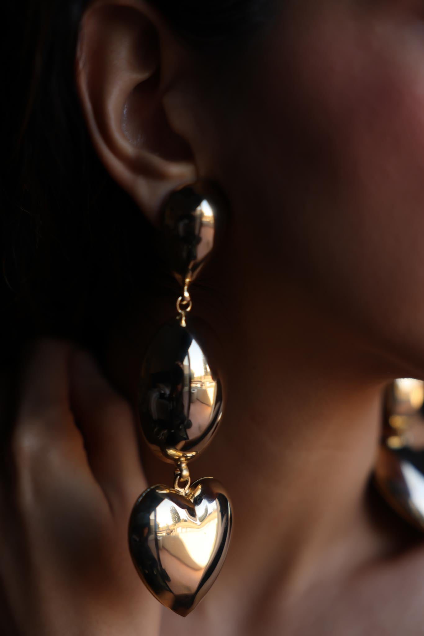 Golden Heart Statement Earrings|Vintage Baazaar 