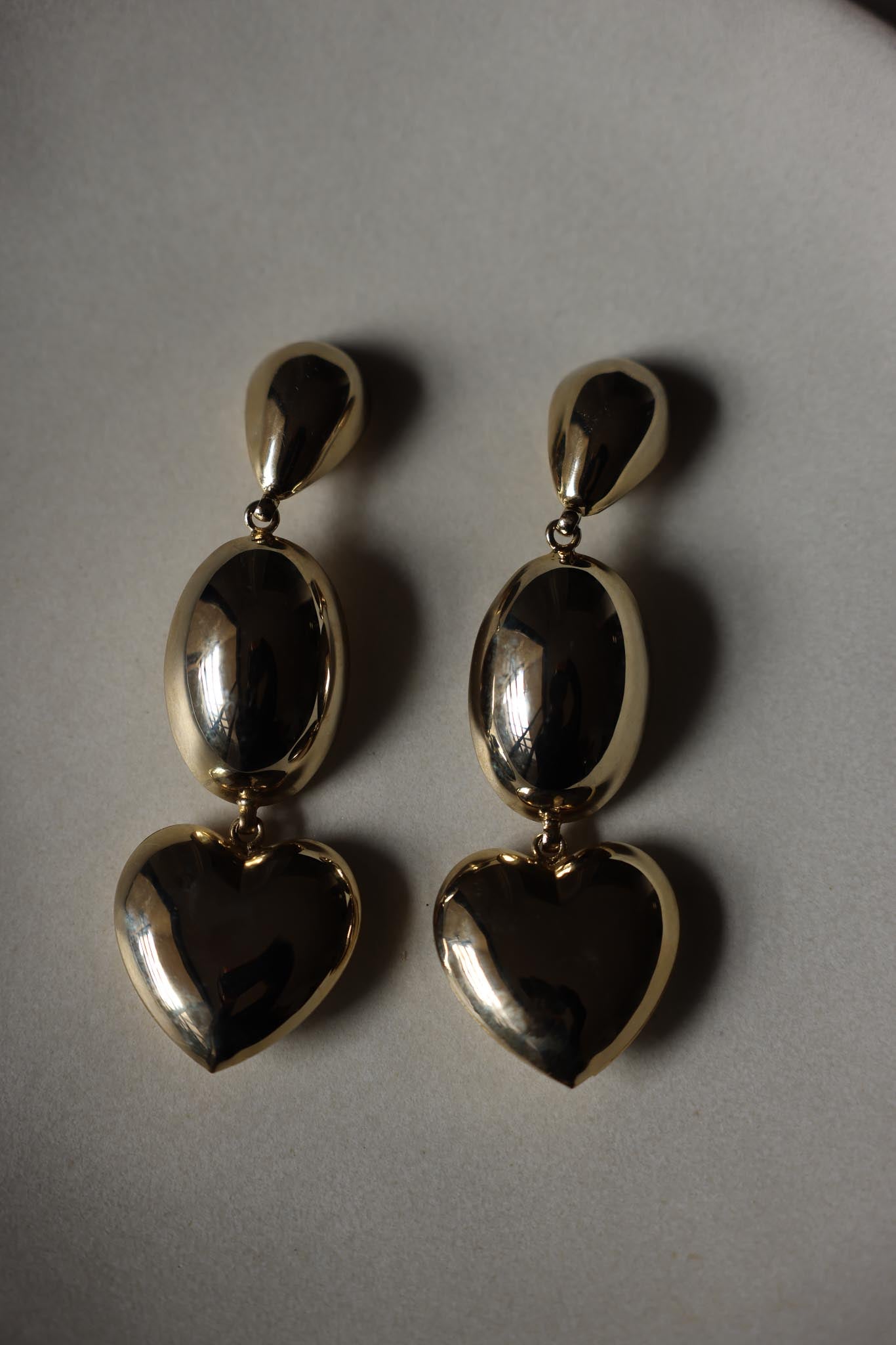 Golden Heart Statement Earrings|Vintage Baazaar 