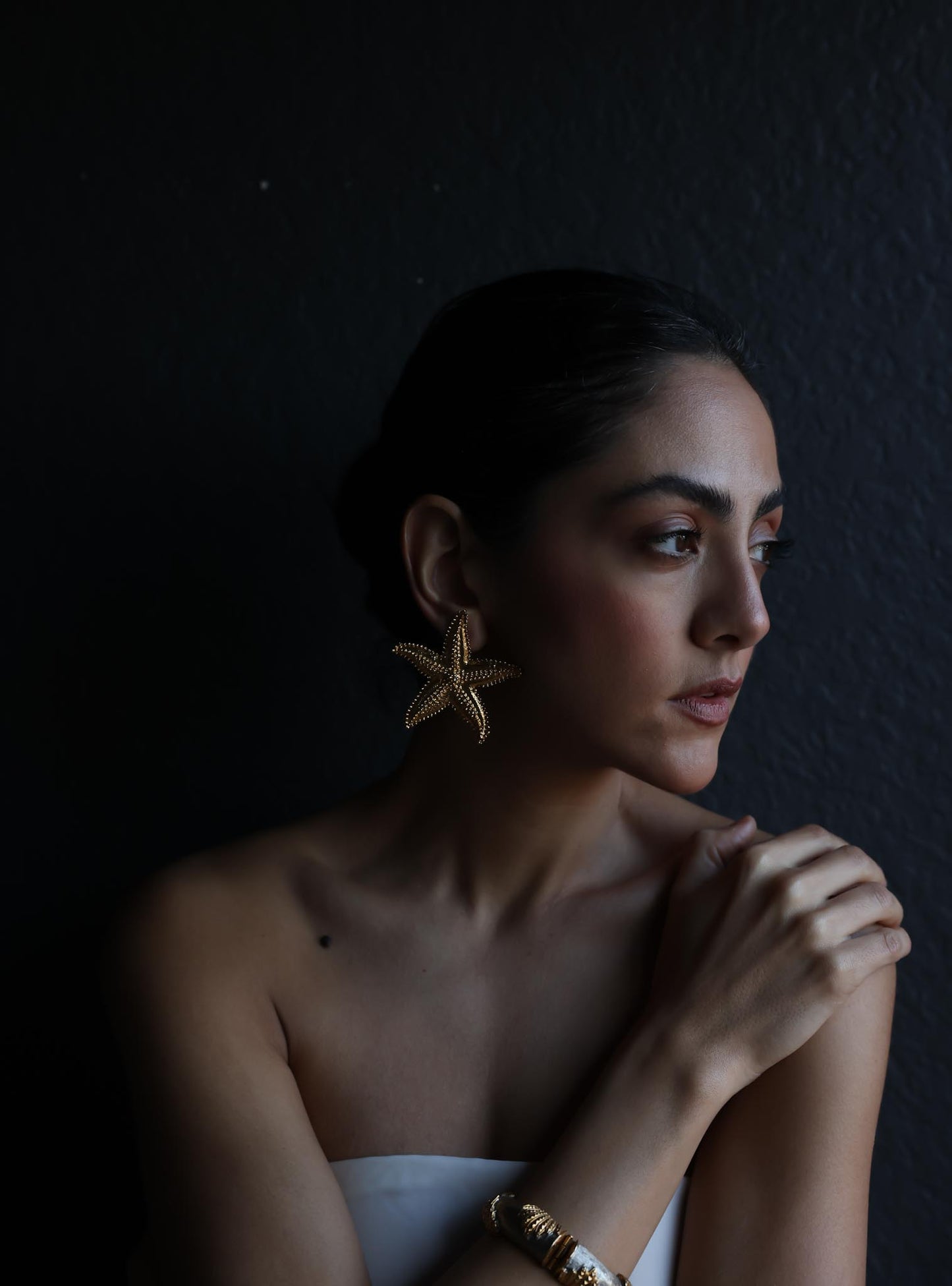 Golden Starfish Clip-On Earrings|Vintage Baazaar 