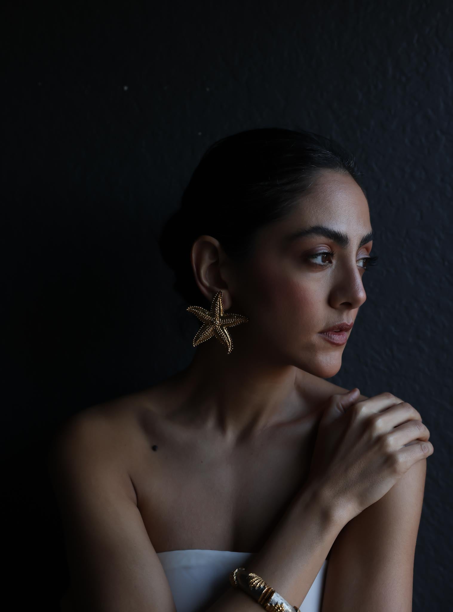 Golden Starfish Clip-On Earrings|Vintage Baazaar 