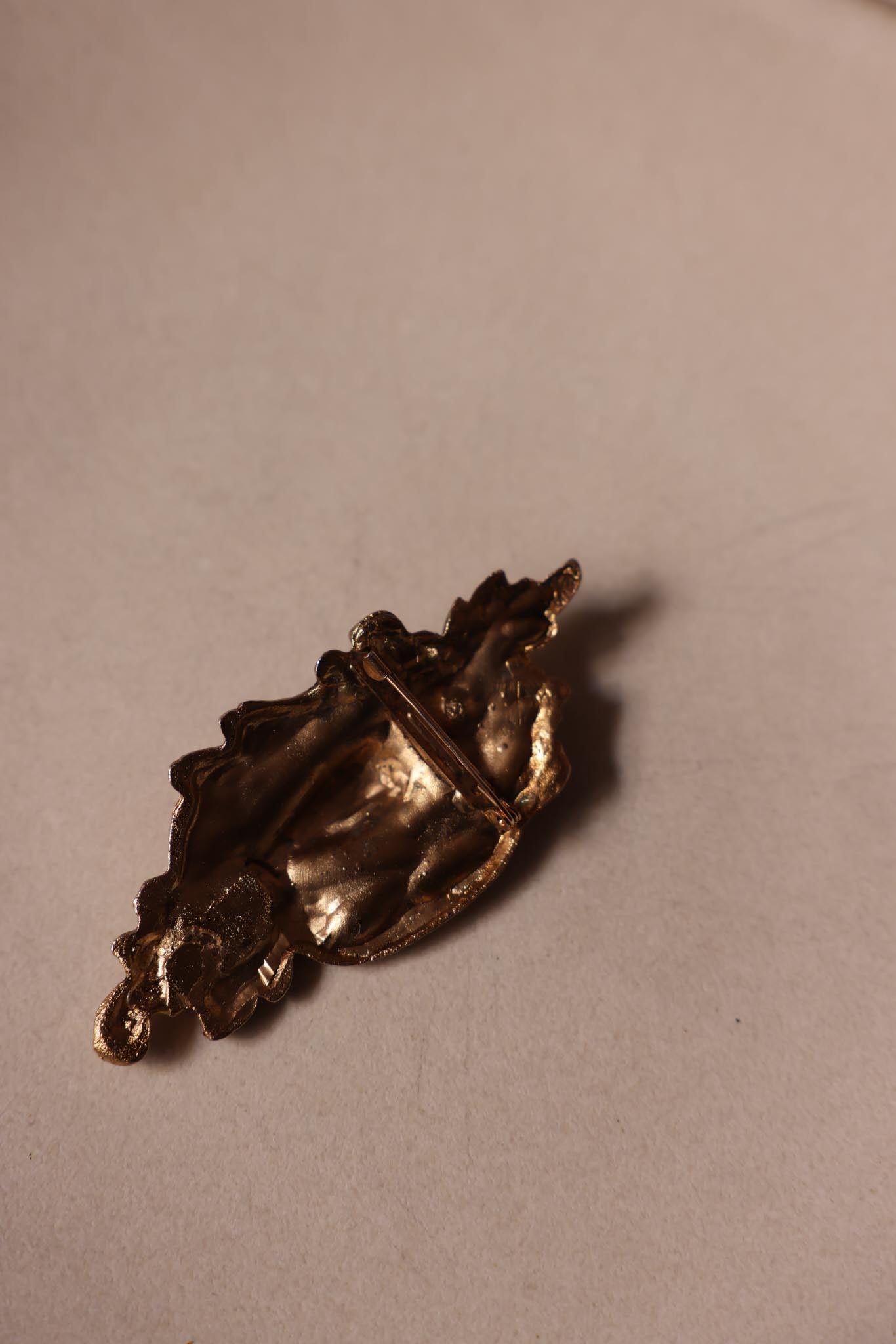 Baroque Scroll Brass Brooch in Gold-Tone Finish