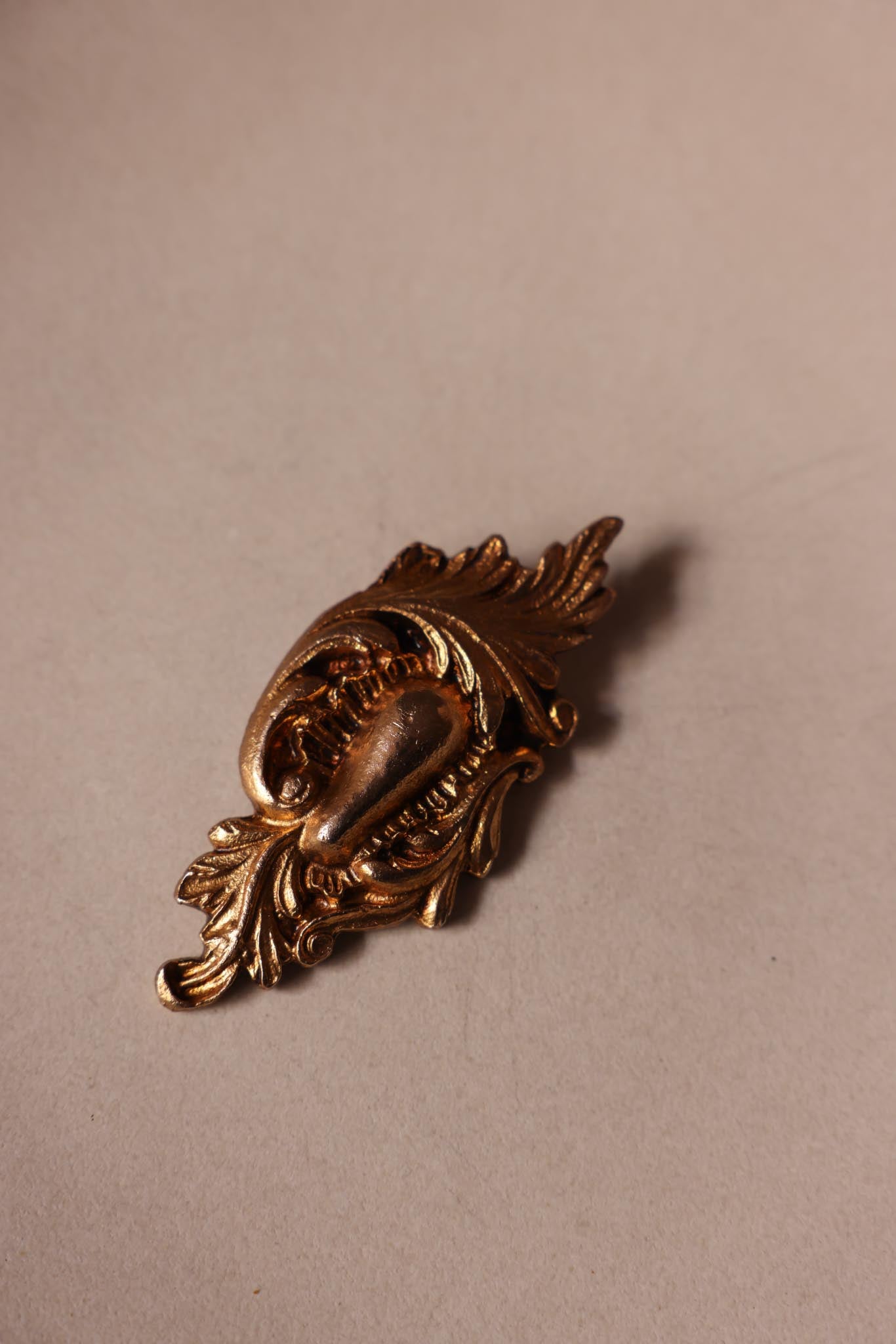 Baroque Scroll Brass Brooch in Gold-Tone Finish