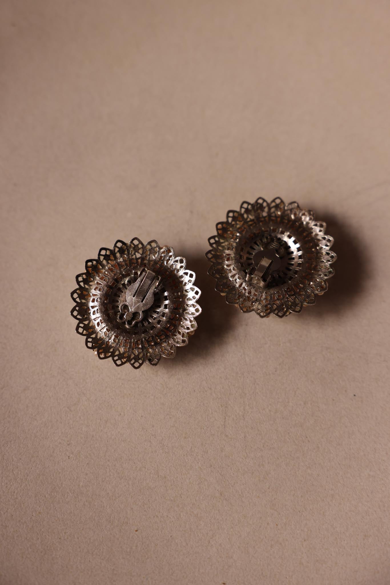 Silver-Tone Clip-On Earrings with Pink Faux Pearl Centers