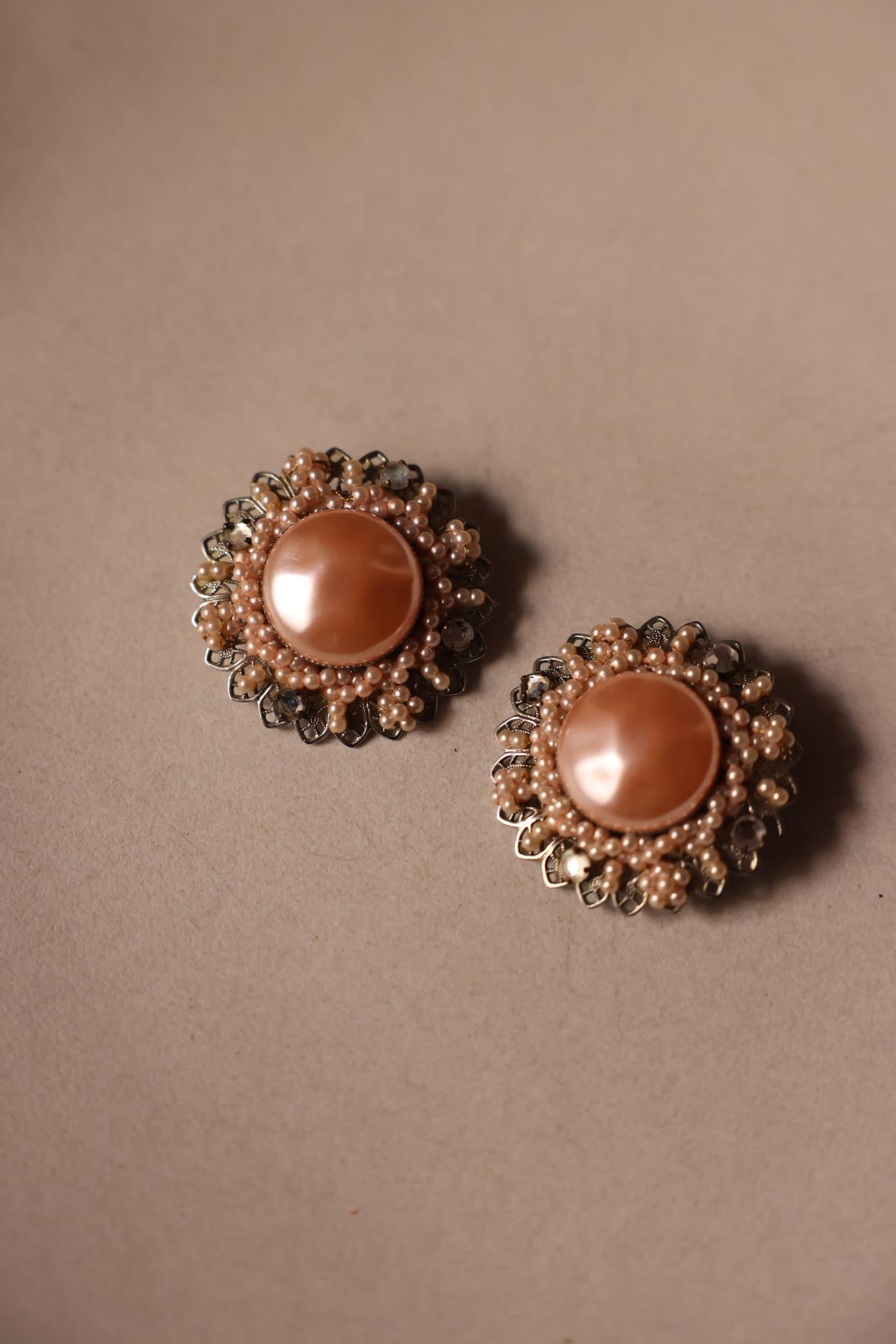 Silver-Tone Clip-On Earrings with Pink Faux Pearl Centers