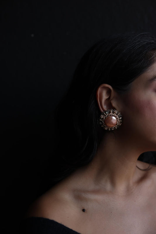 Silver-Tone Clip-On Earrings with Pink Faux Pearl Centers