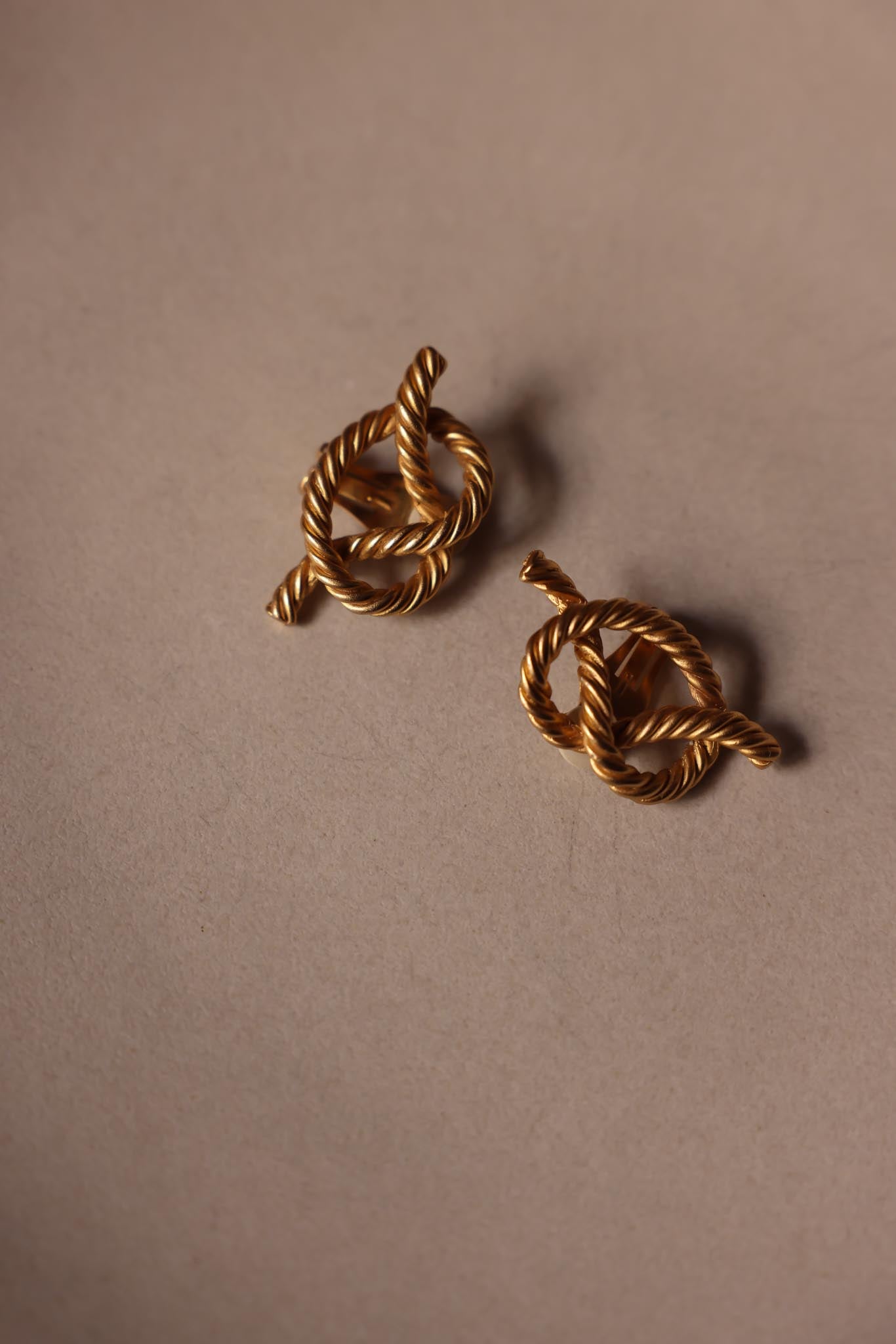 Gold-Tone Rope Knot Clip-On Earrings