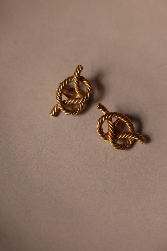 Gold-Tone Rope Knot Clip-On Earrings
