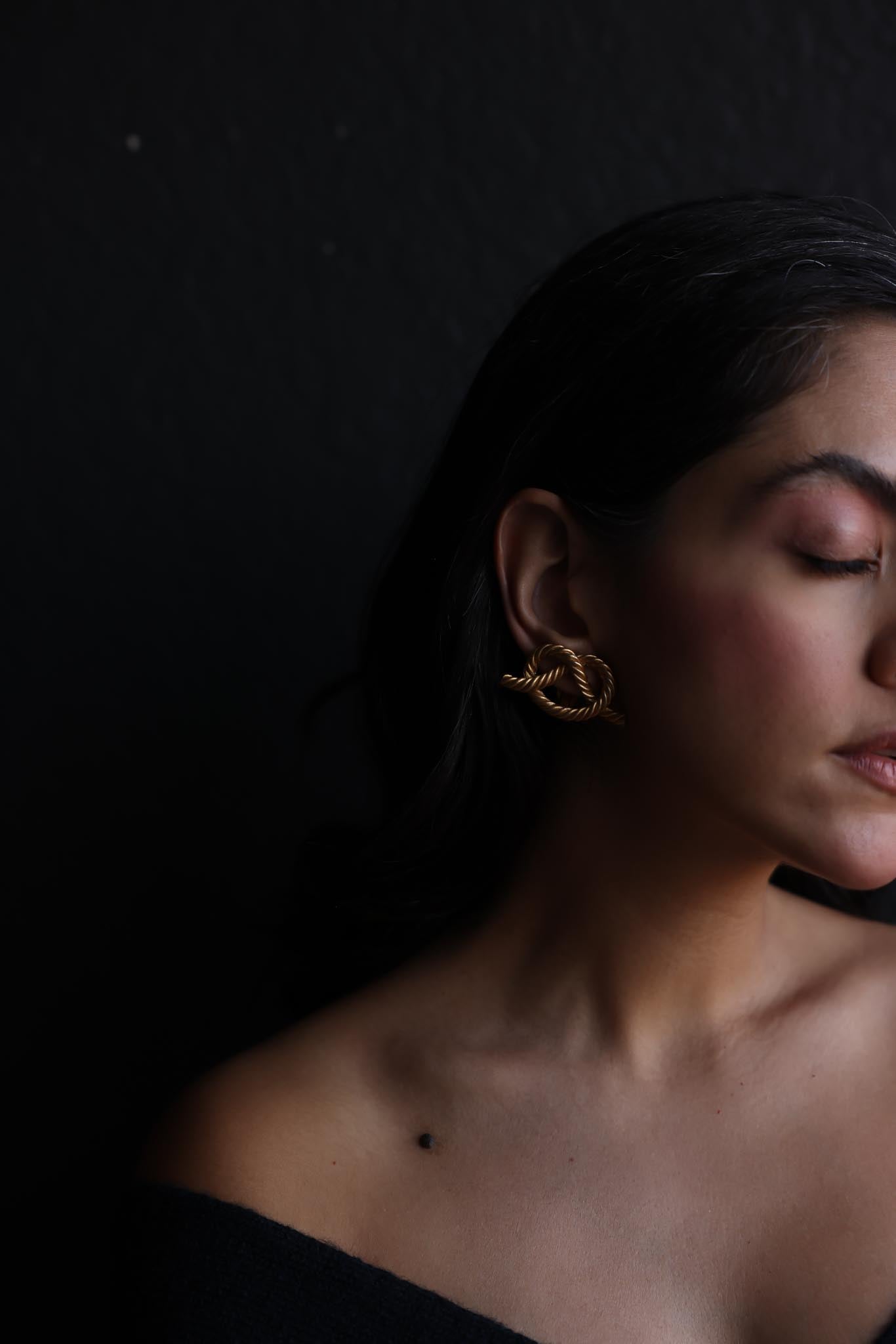 Gold-Tone Rope Knot Clip-On Earrings