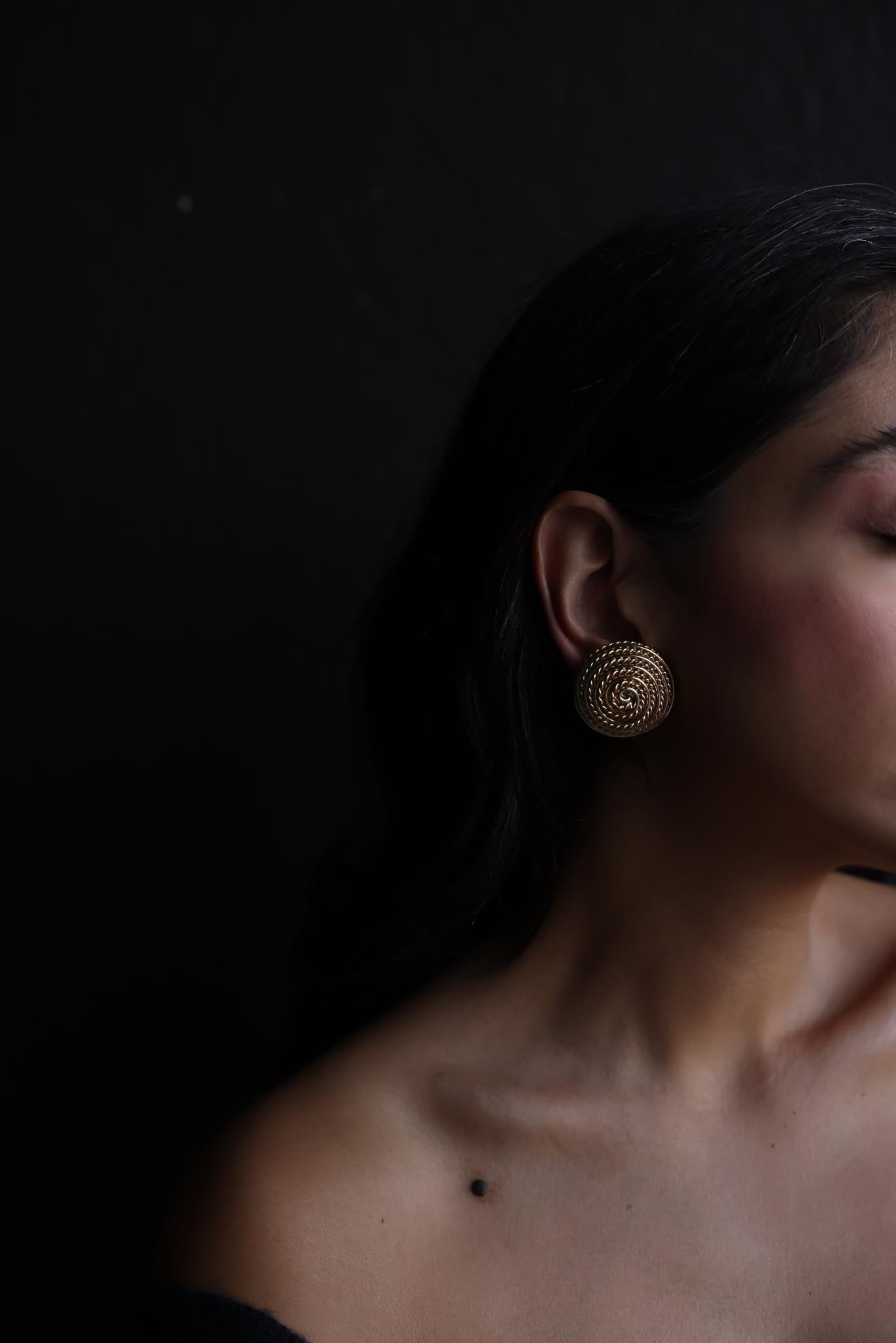Gold Spiral Clip-On Earrings
