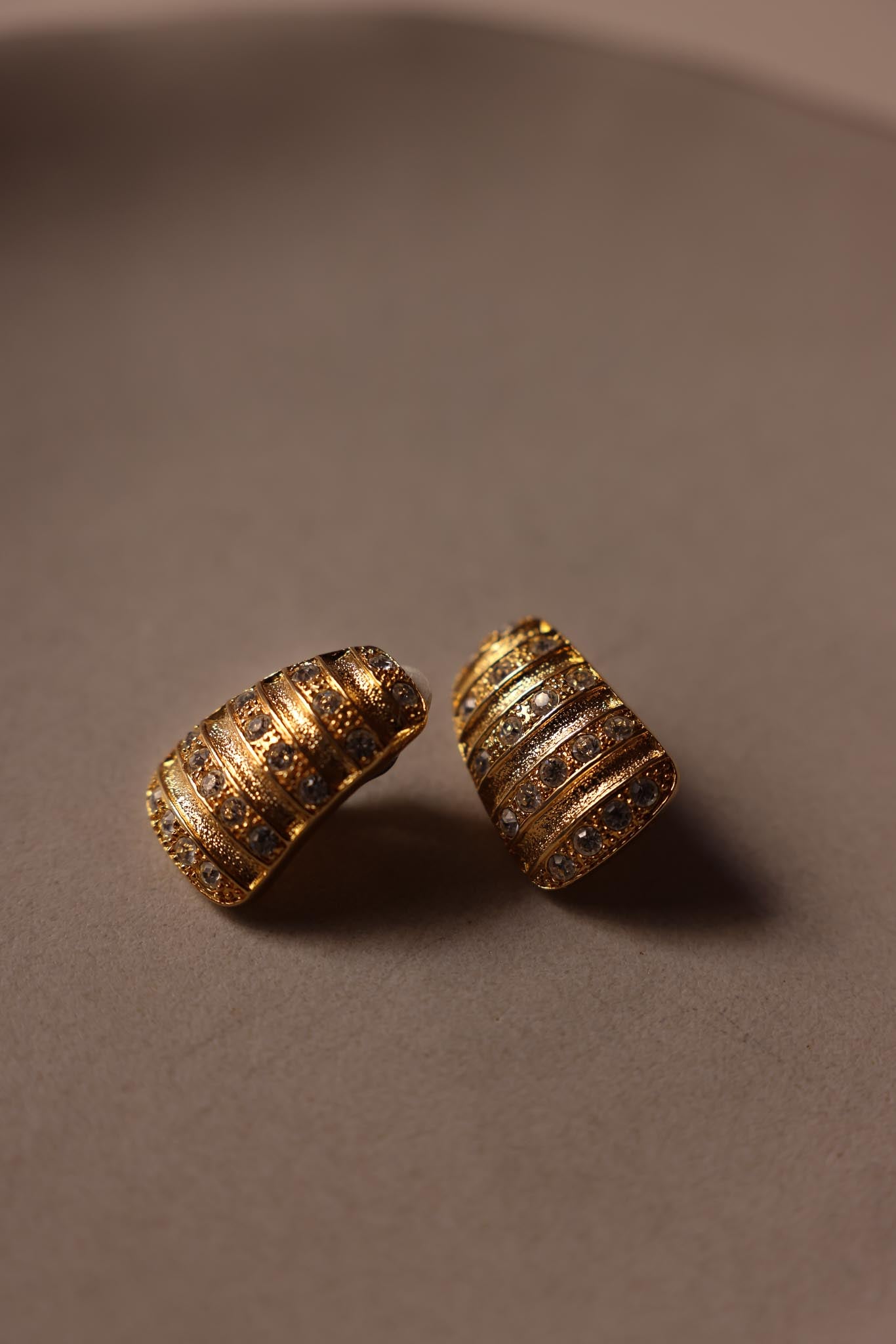 Gold-Tone Rhinestone Clip-On Earrings