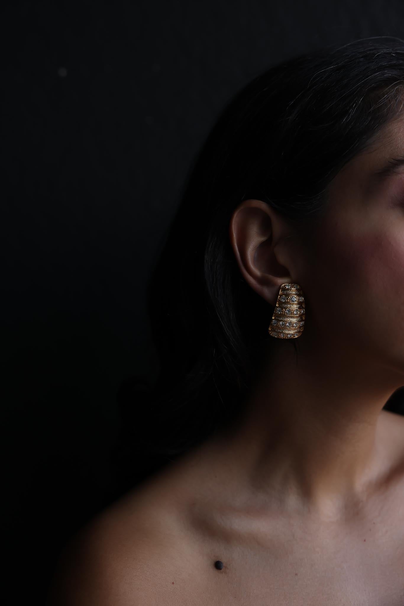 Gold-Tone Rhinestone Clip-On Earrings