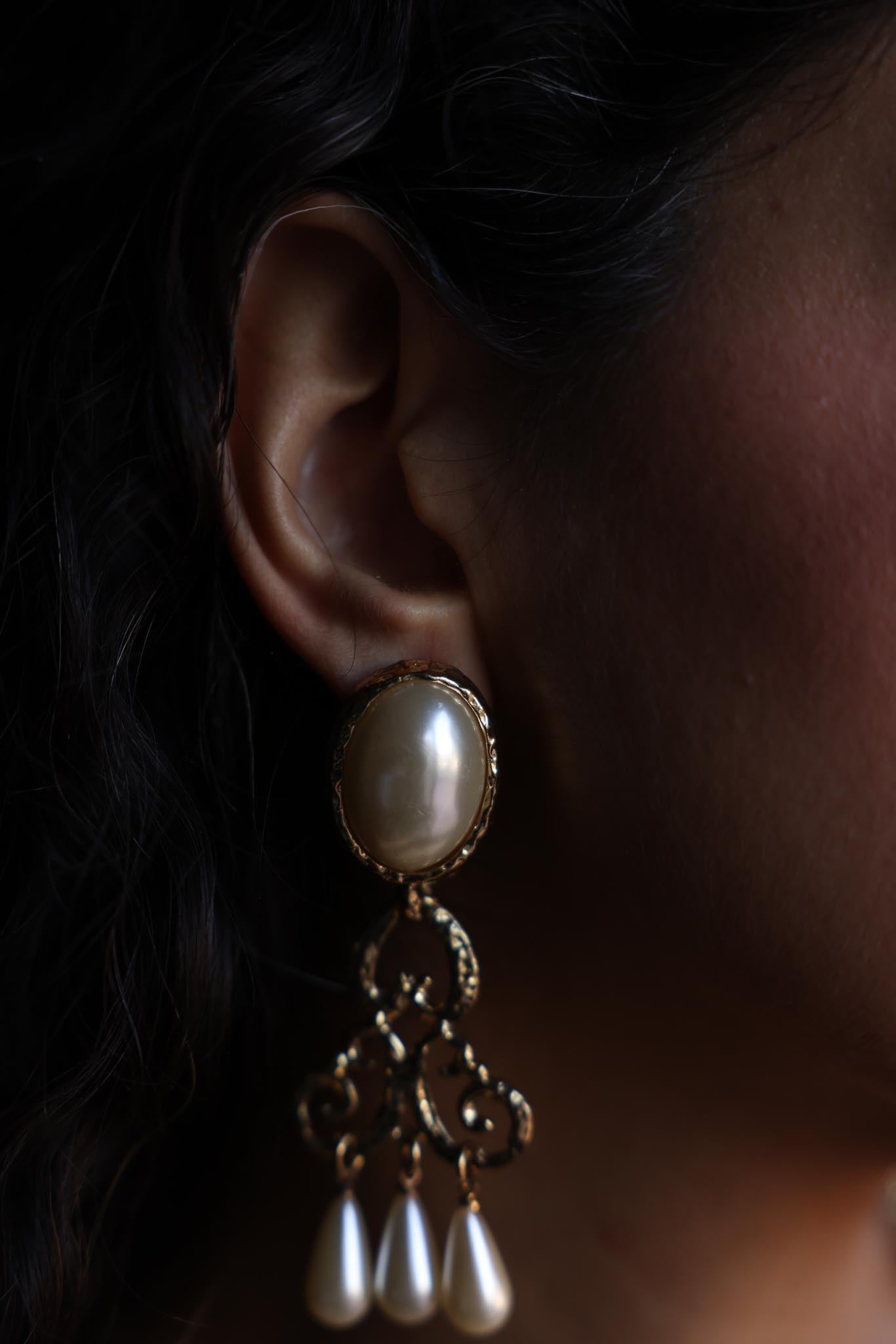 Pearl Chandelier Earrings|Vintage Baazaar 