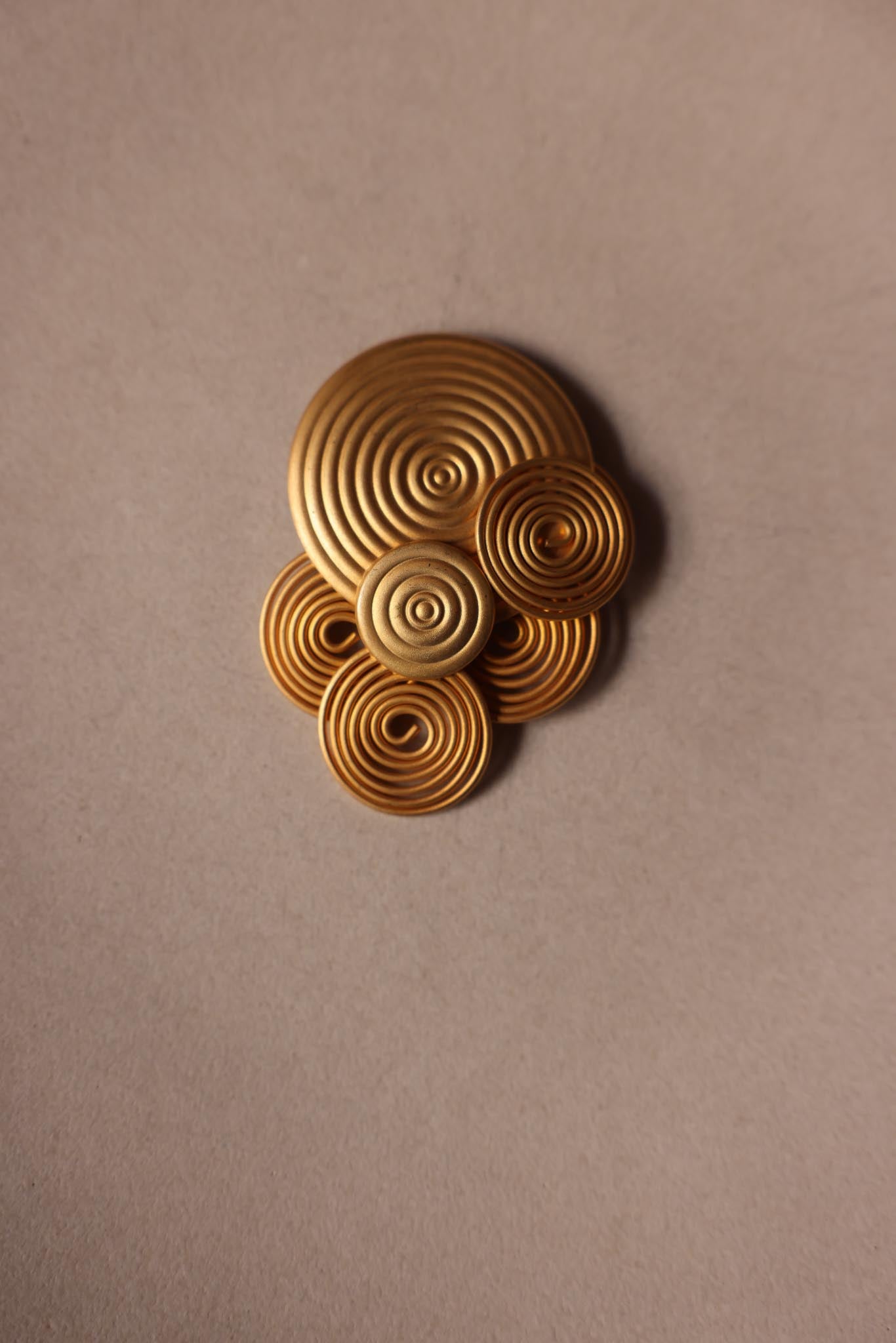 Matte Gold Spiral Brooch