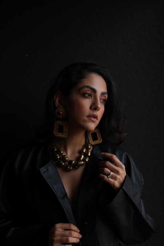 Vintage Brass Necklace Set - Indian Artisan Crafted (Set of 2)|Vintage Baazaar 