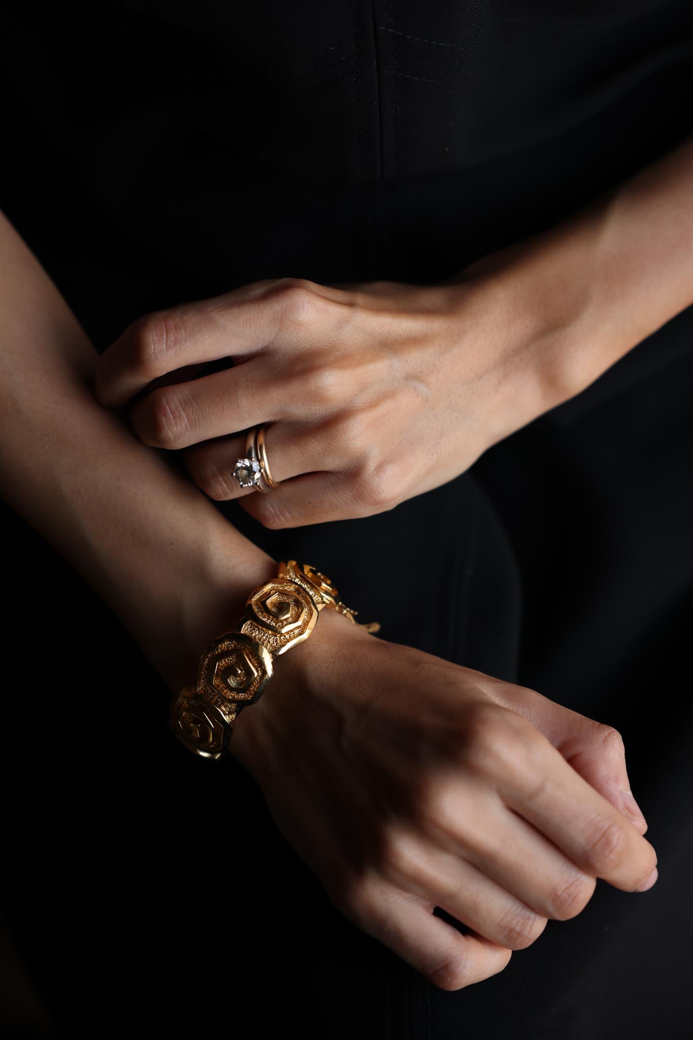Trifari Gold-Plated Spiral Bracelet|Vintage Baazaar 