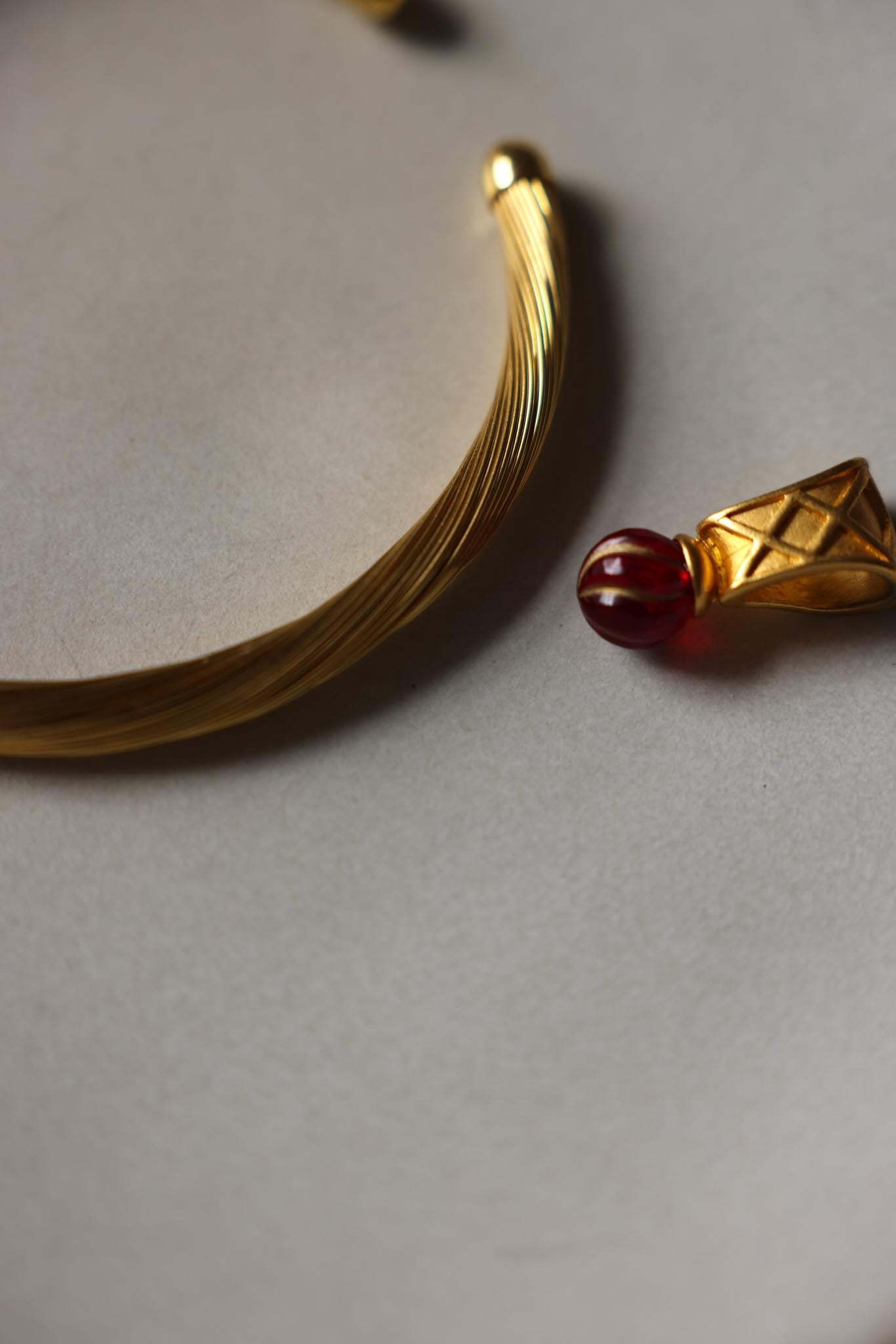 Gold Wire Necklace with AK Pendant|Vintage Baazaar 