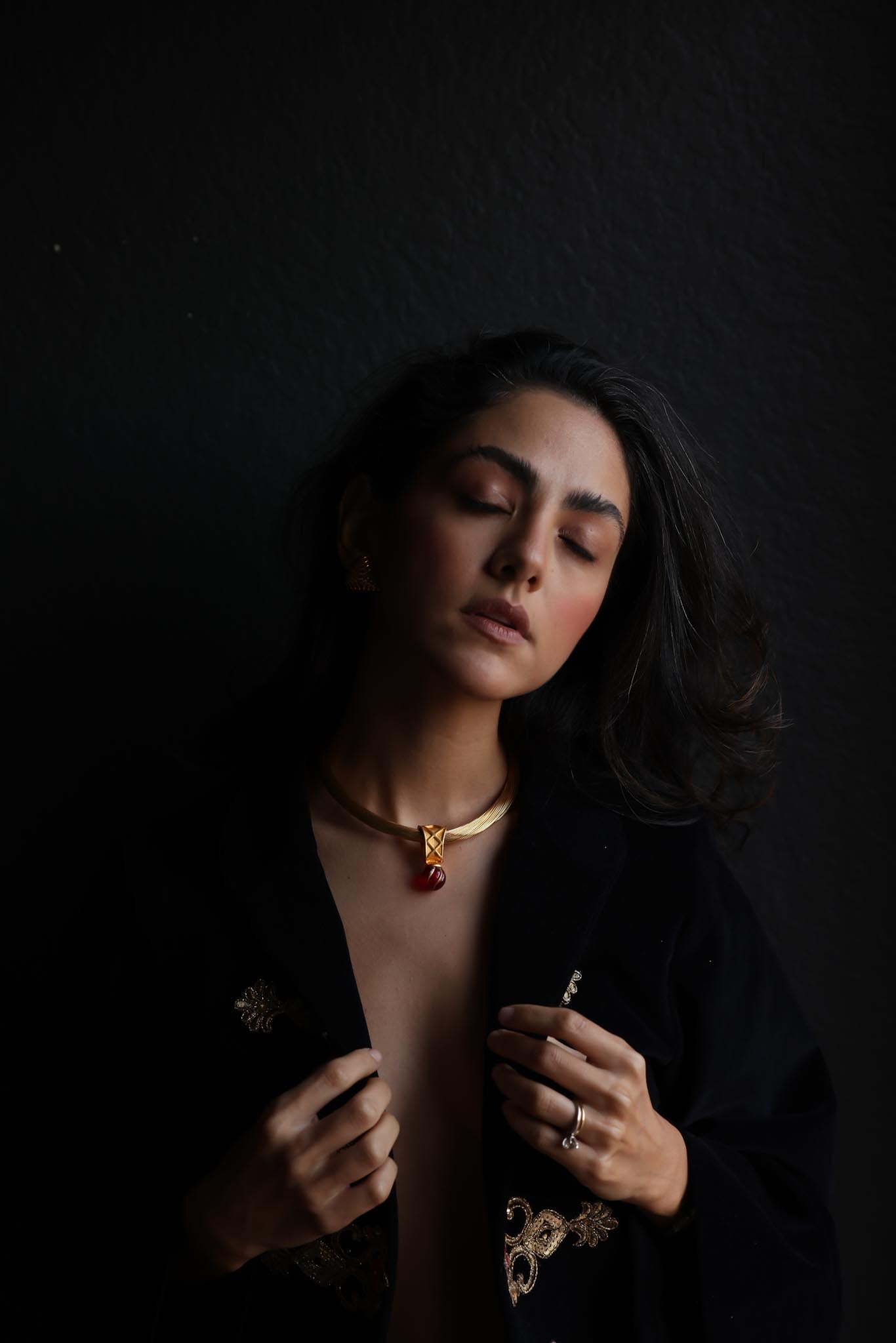 Gold Wire Necklace with AK Pendant|Vintage Baazaar 