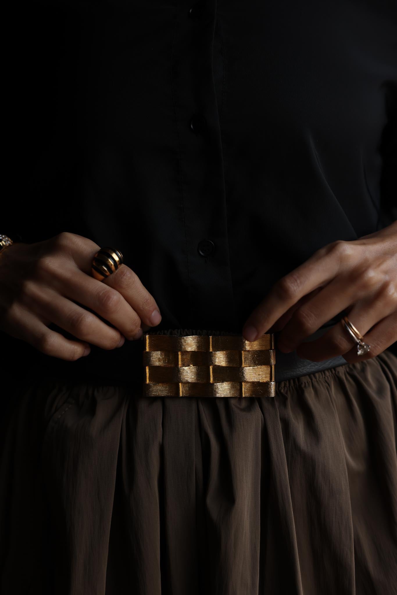 Black Belt with Chunky Gold Buckle|Vintage Baazaar 